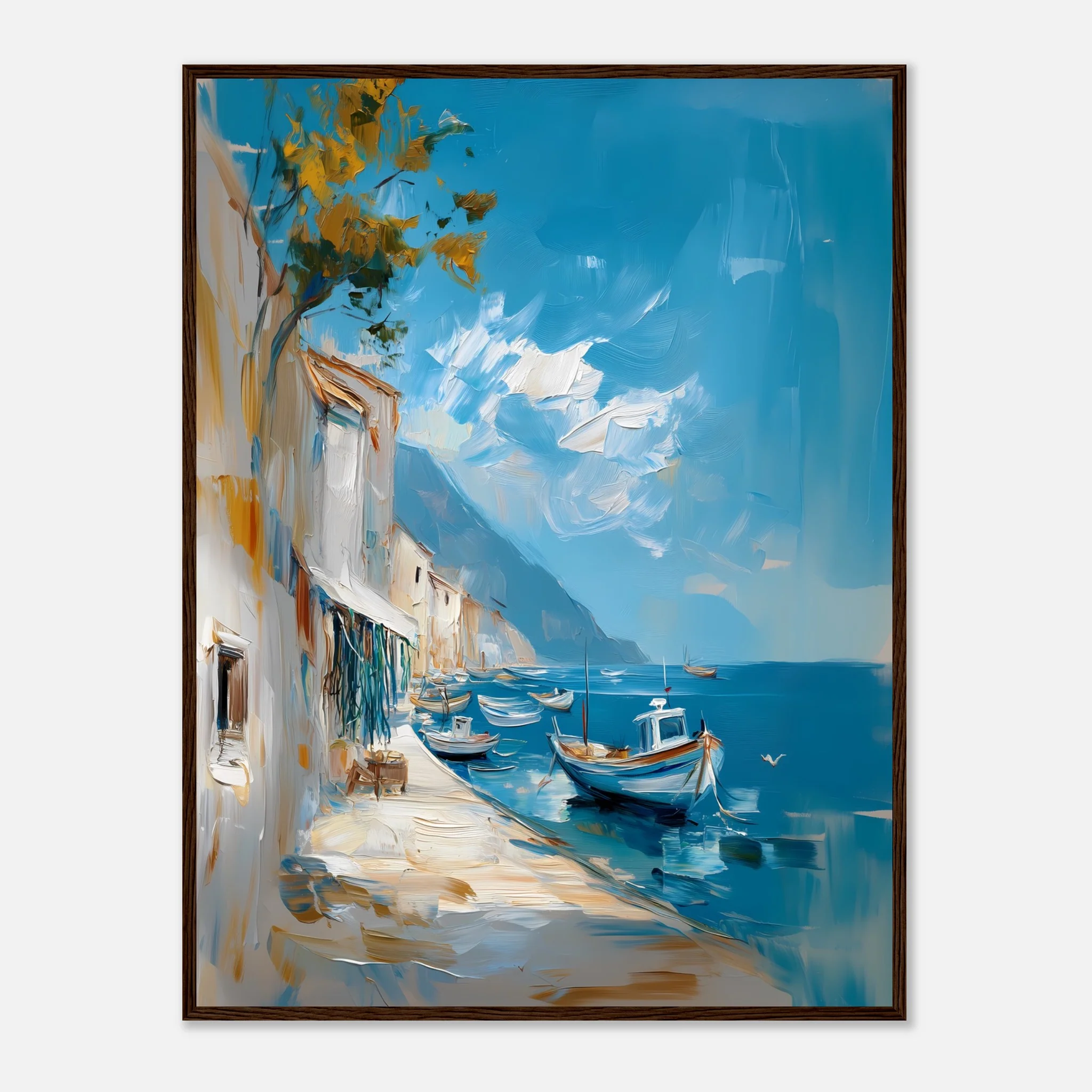 Oil-Painted Harbor Scene - Image 14