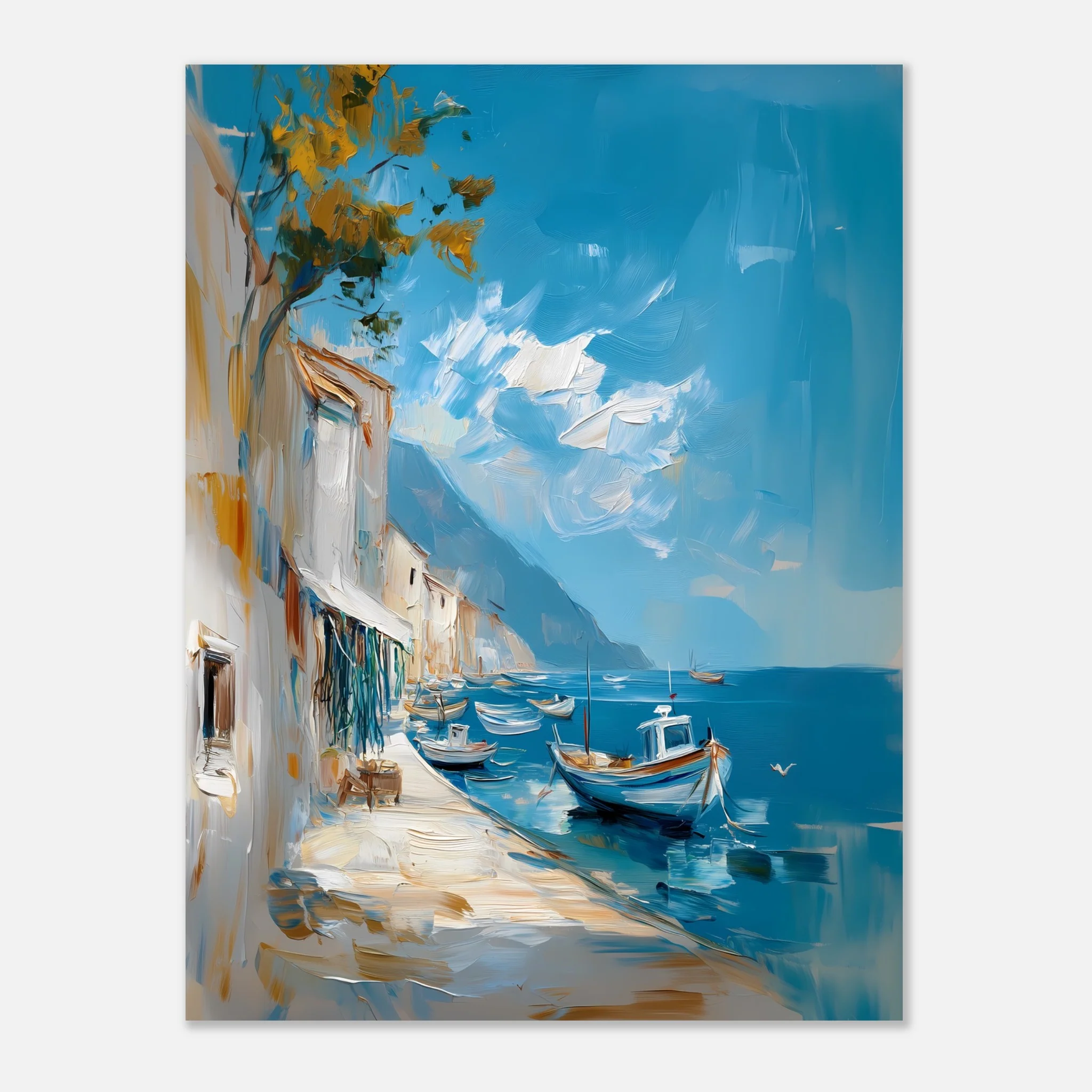 Oil-Painted Harbor Scene - Image 15