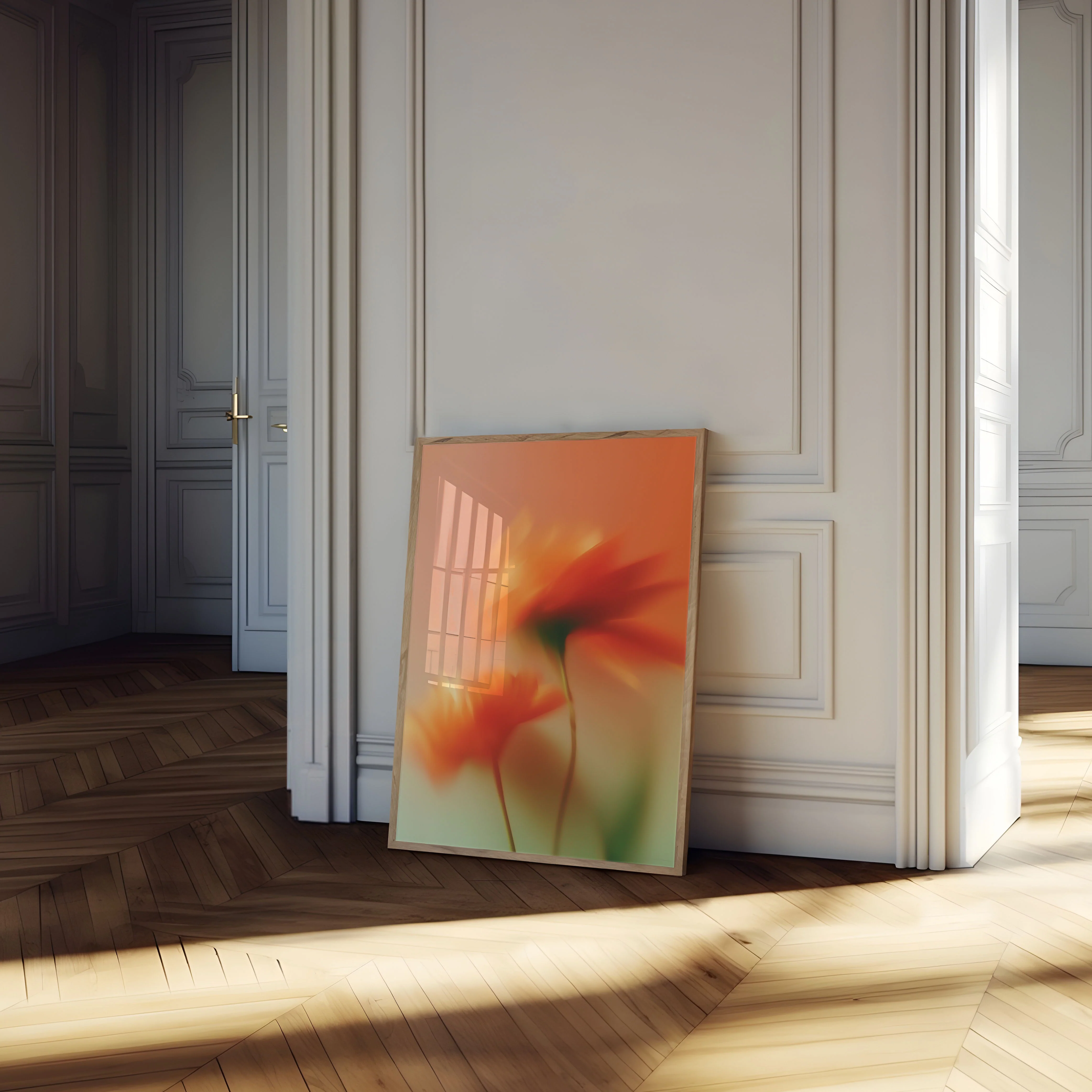 Orange Blurred Floral Motion Poster - Image 4