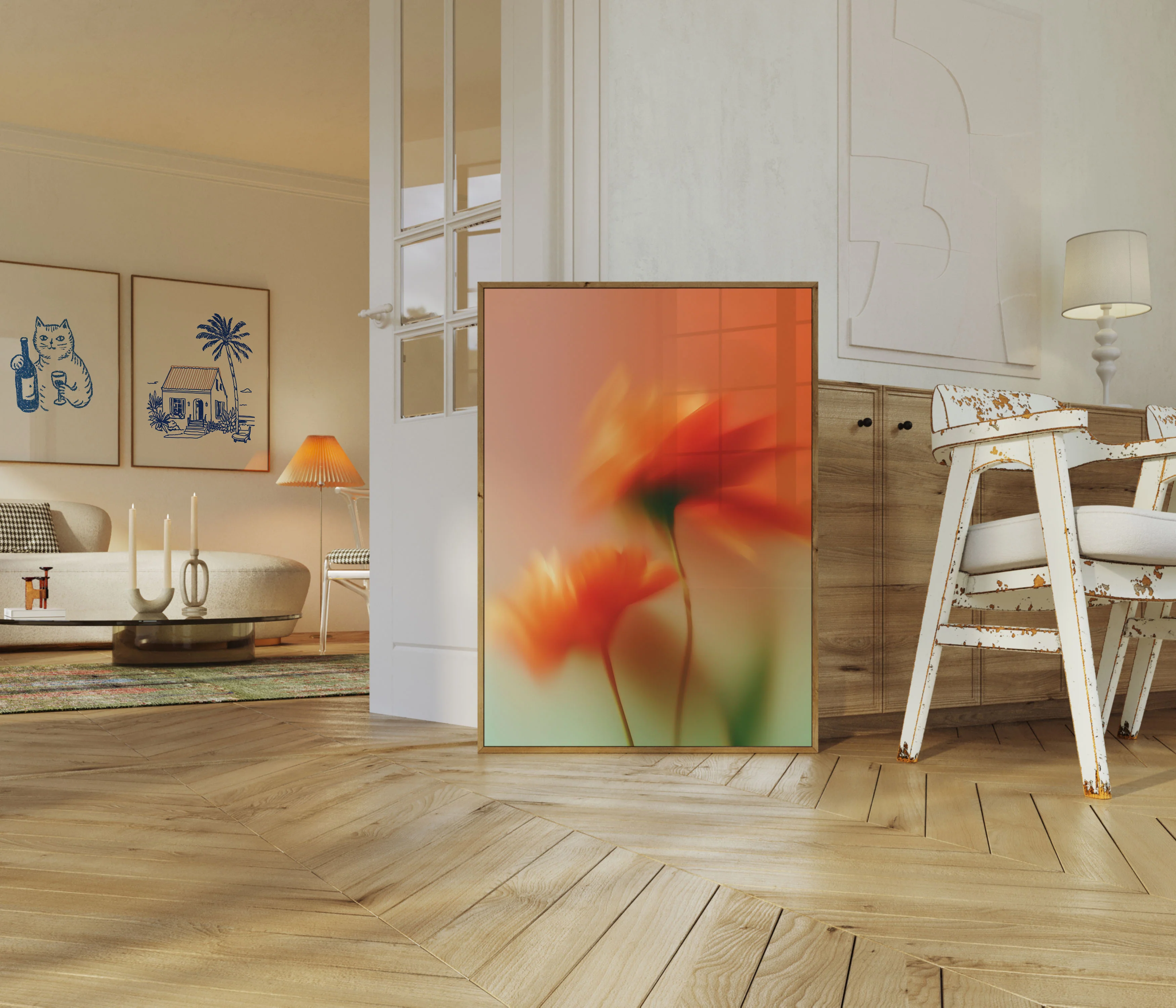 Orange Blurred Floral Motion Poster - Image 5