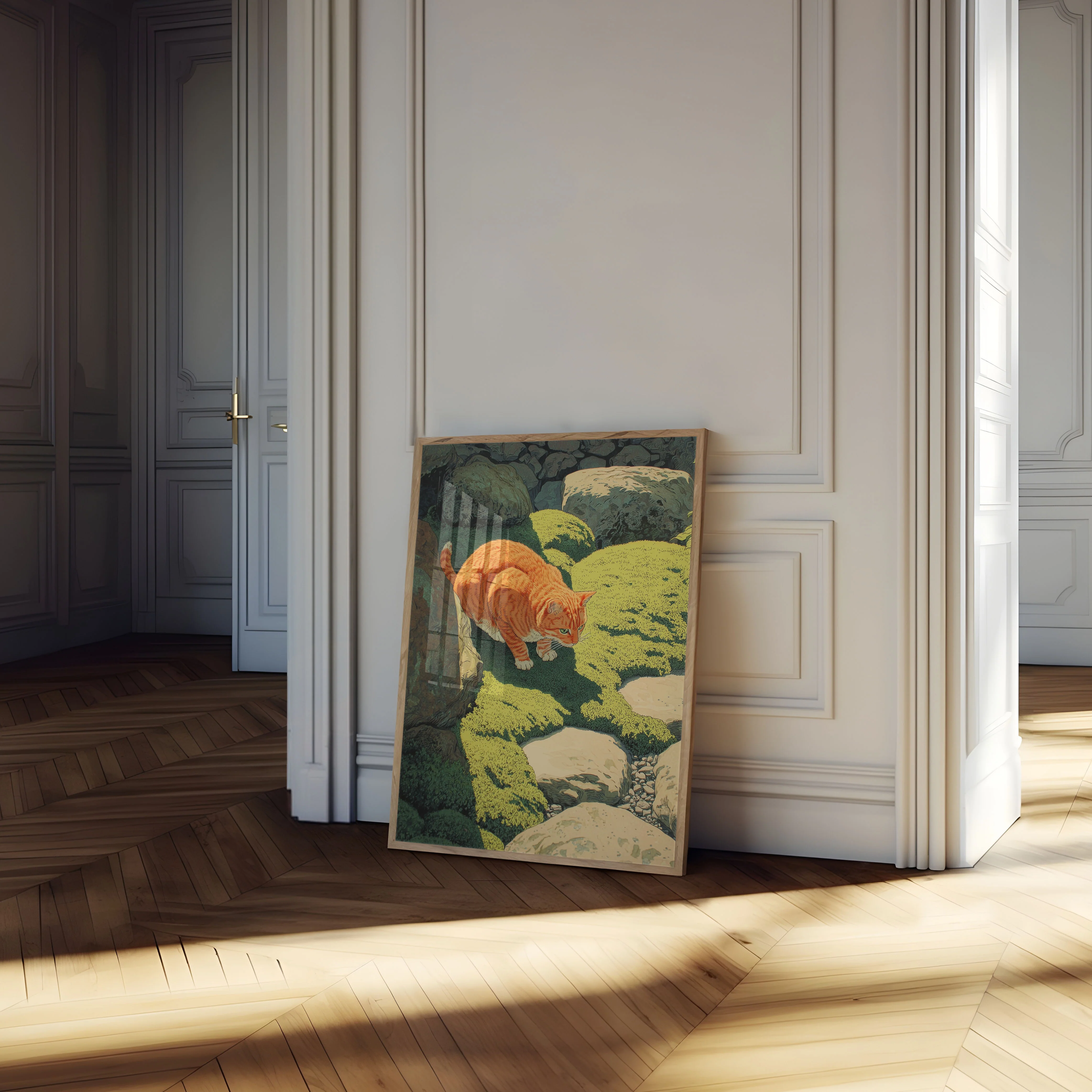 Orange Cat Among Moss Rocks Poster - Image 4