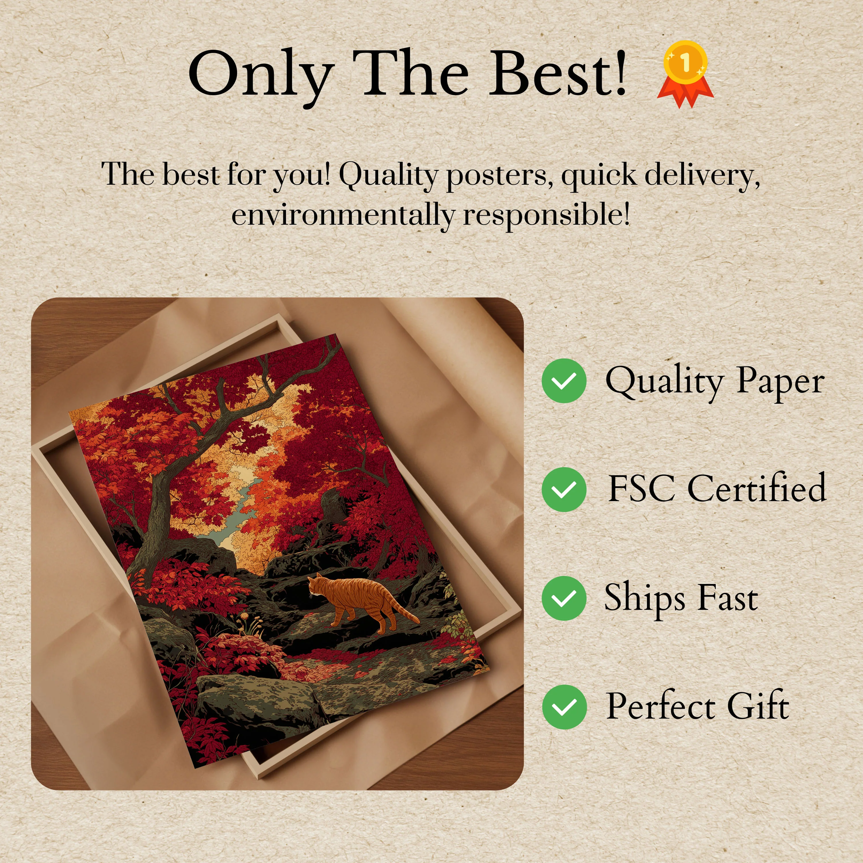 Orange Cat Autumn Forest Poster - Image 3