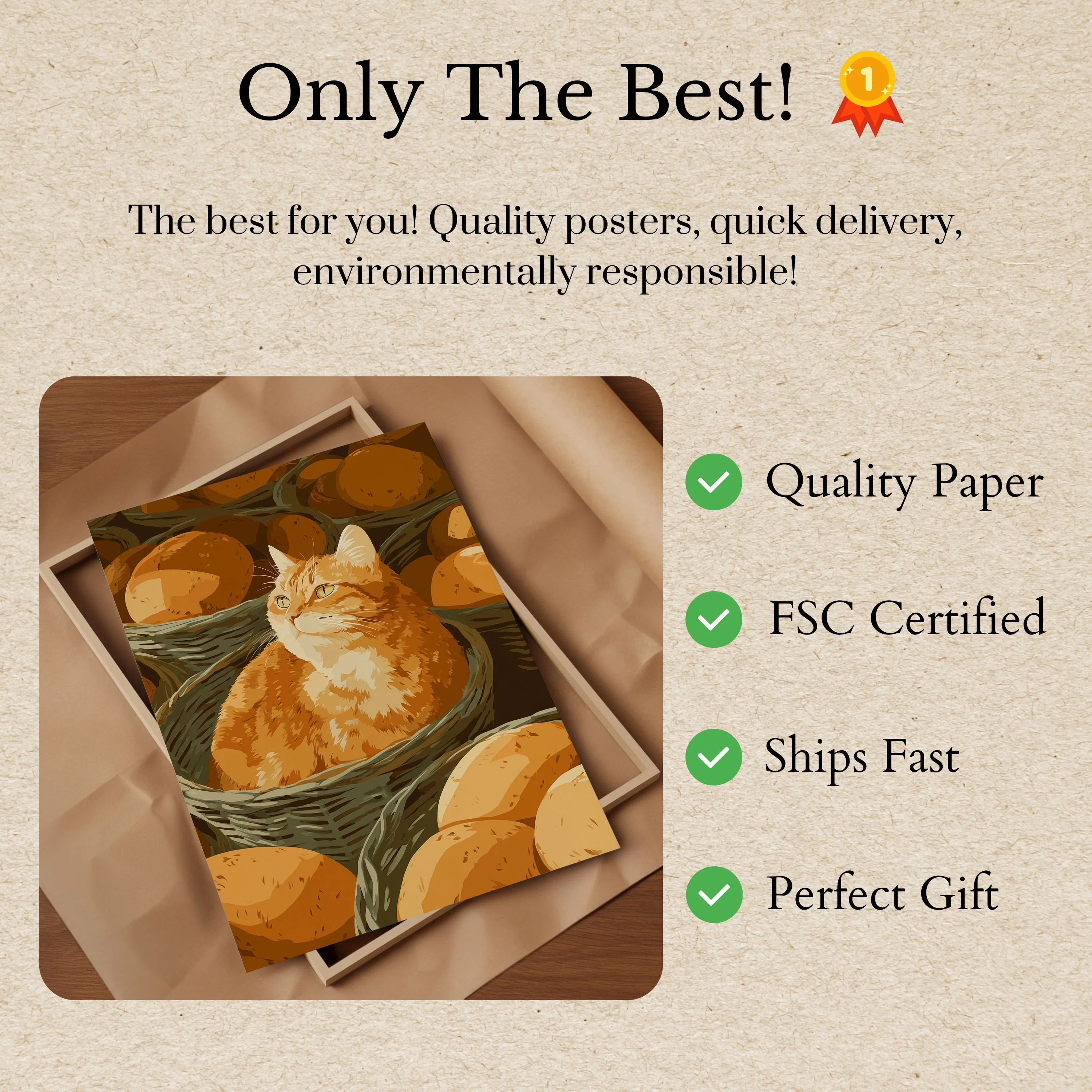 Orange Cat in Bread Basket Poster - Image 3