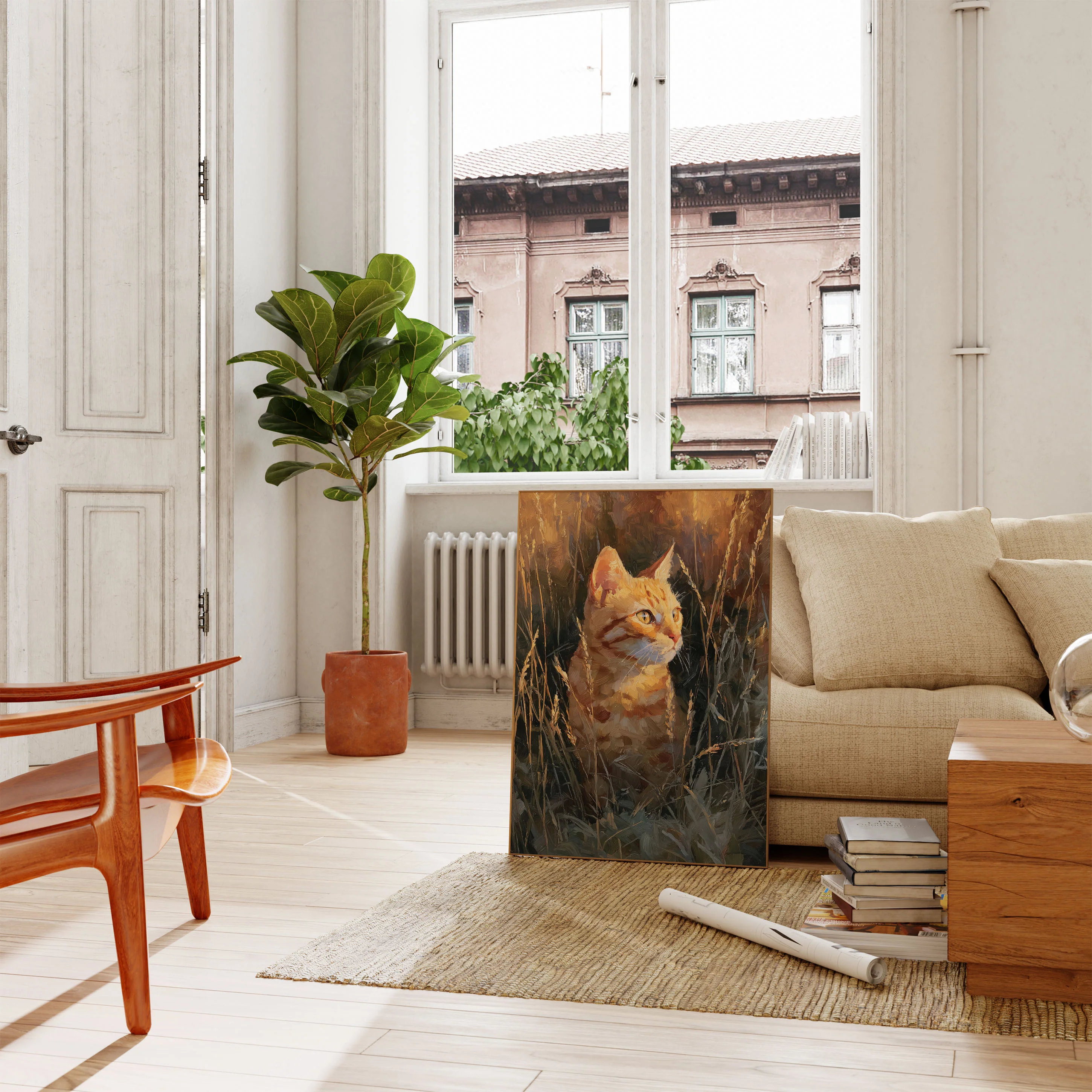 Orange Cat in Golden Wheat Poster - Image 2