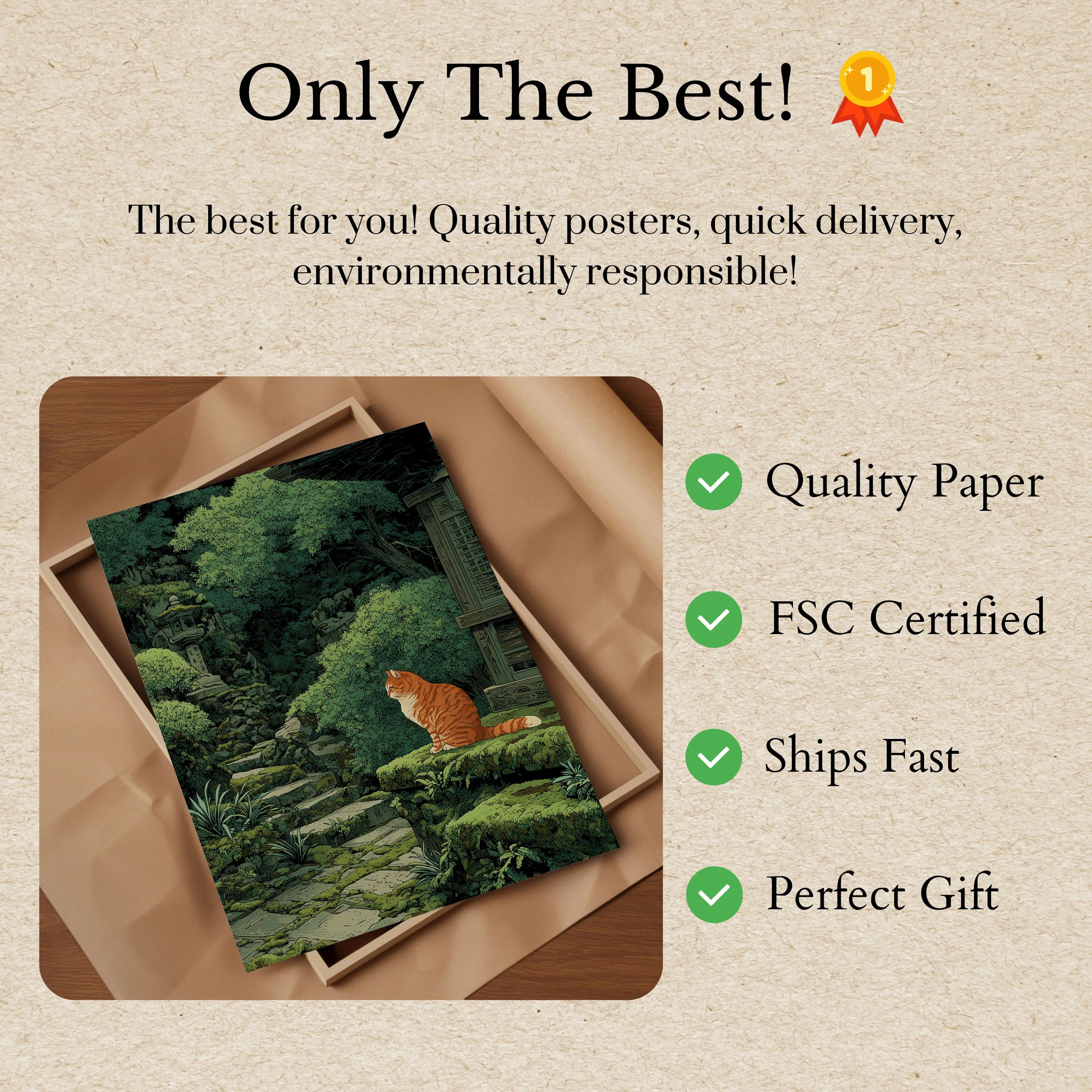 Orange Cat in Japanese Garden Poster - Image 3