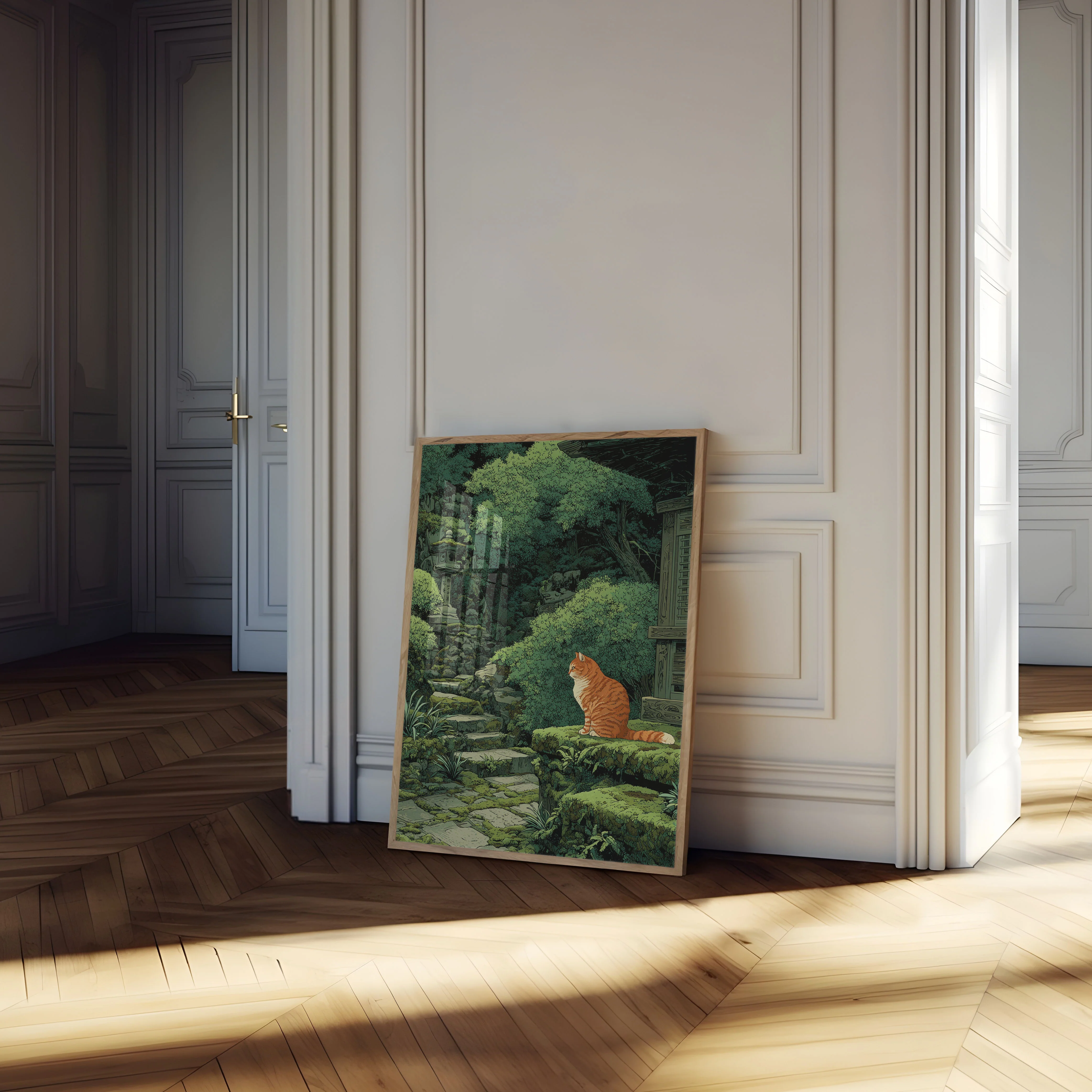 Orange Cat in Japanese Garden Poster - Image 4
