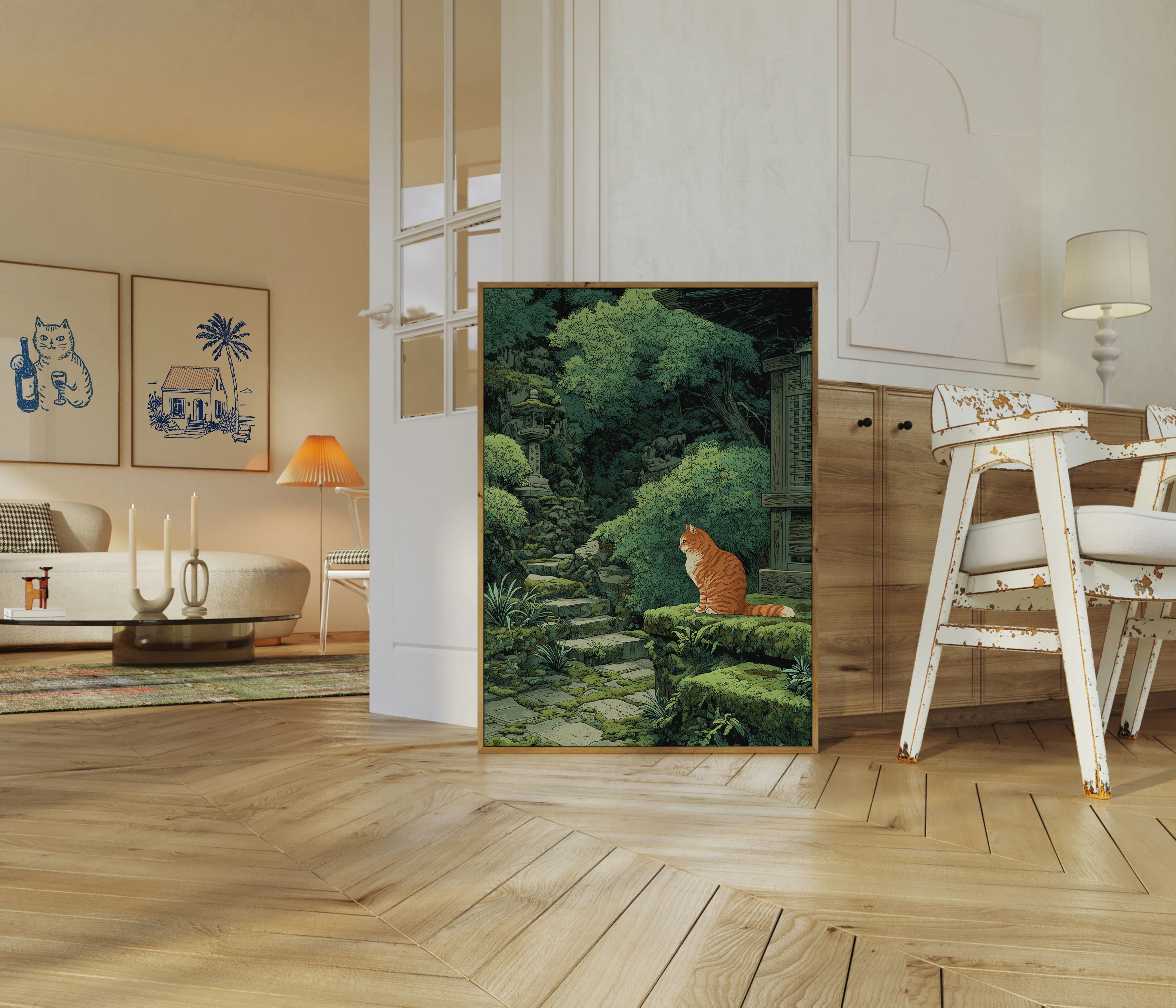 Orange Cat in Japanese Garden Poster - Image 5