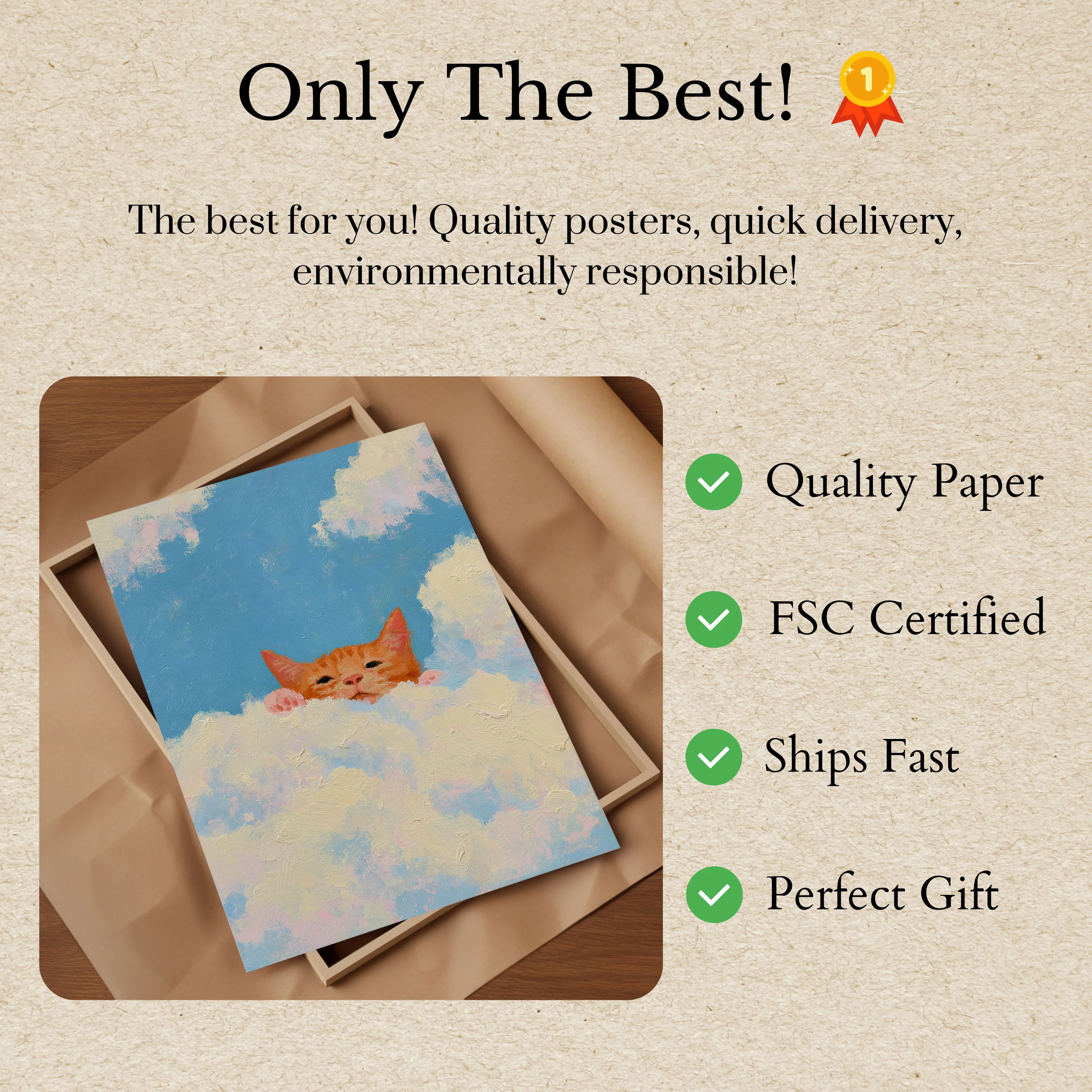 Orange Cat in the Clouds Poster - Image 3