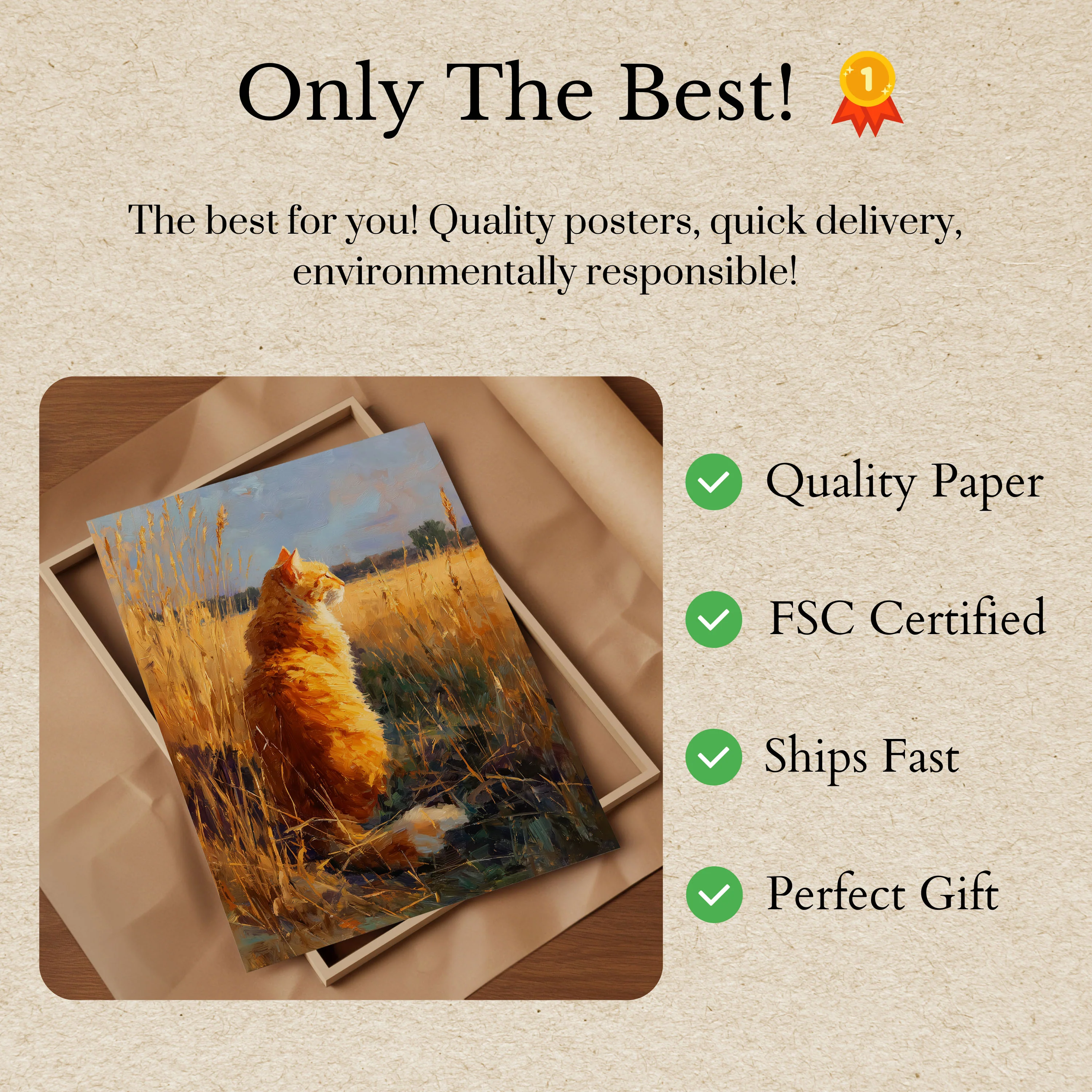 Orange Cat in Wheat Field Poster - Image 3