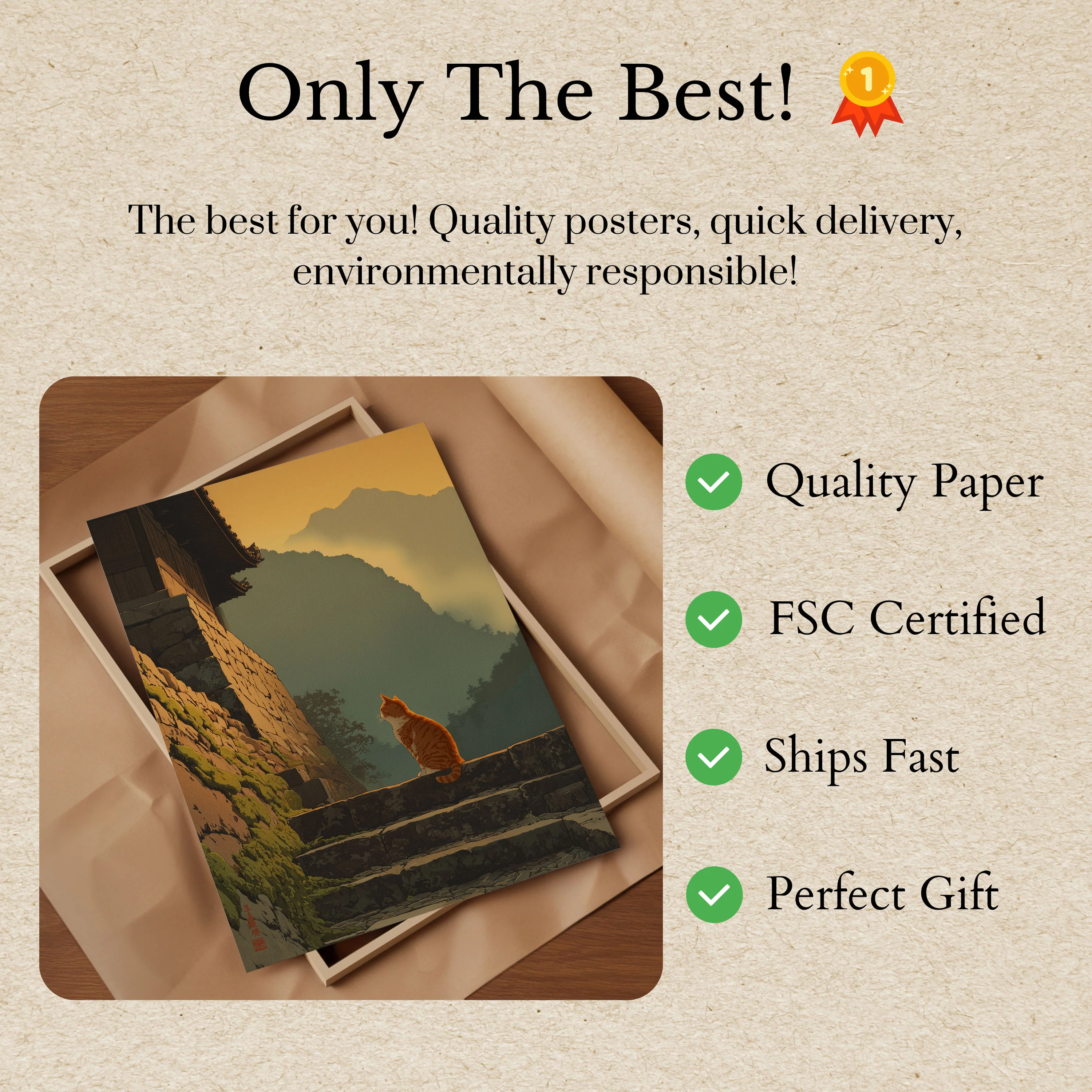 Orange Cat Mountain Contemplation Poster - Image 3