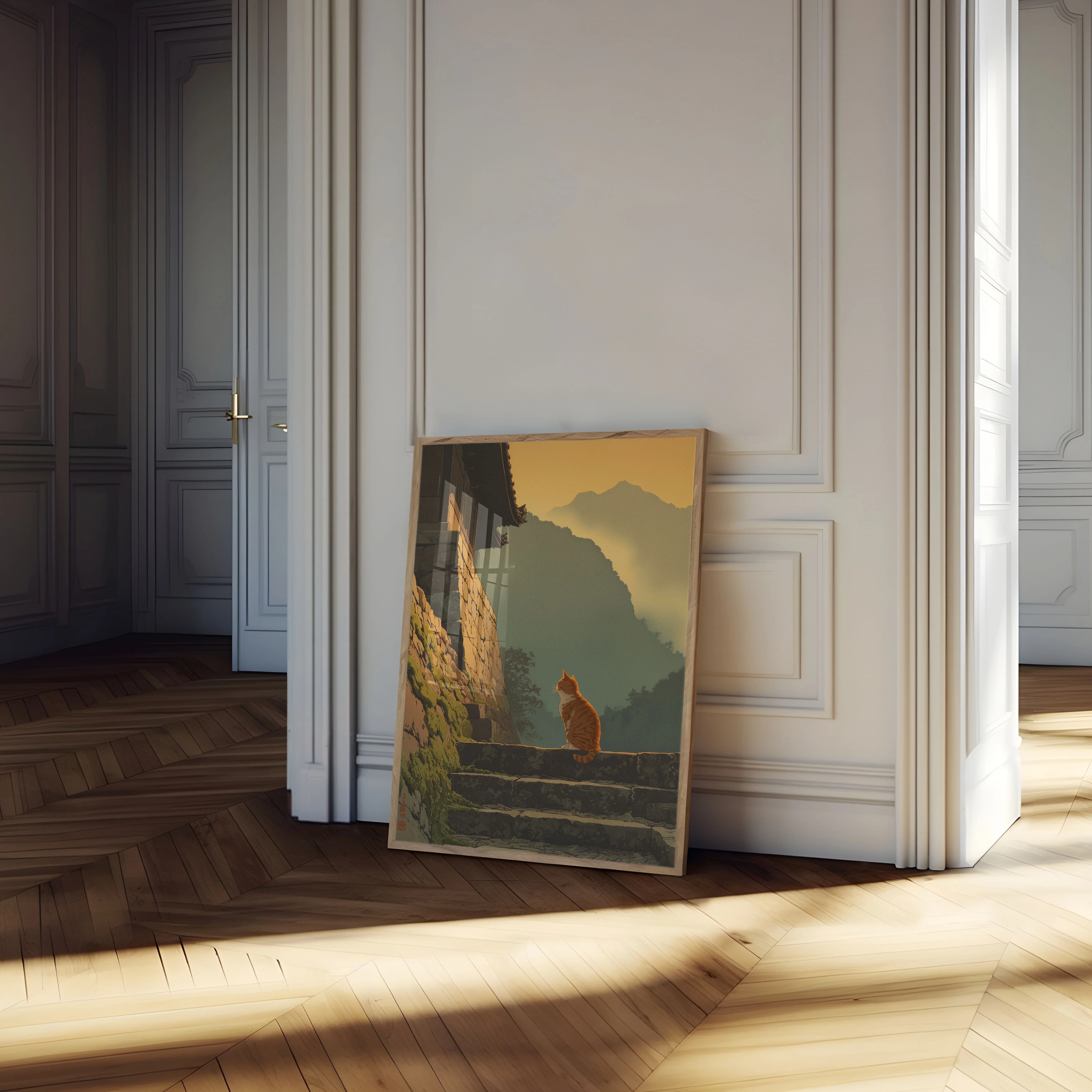 Orange Cat Mountain Contemplation Poster - Image 4