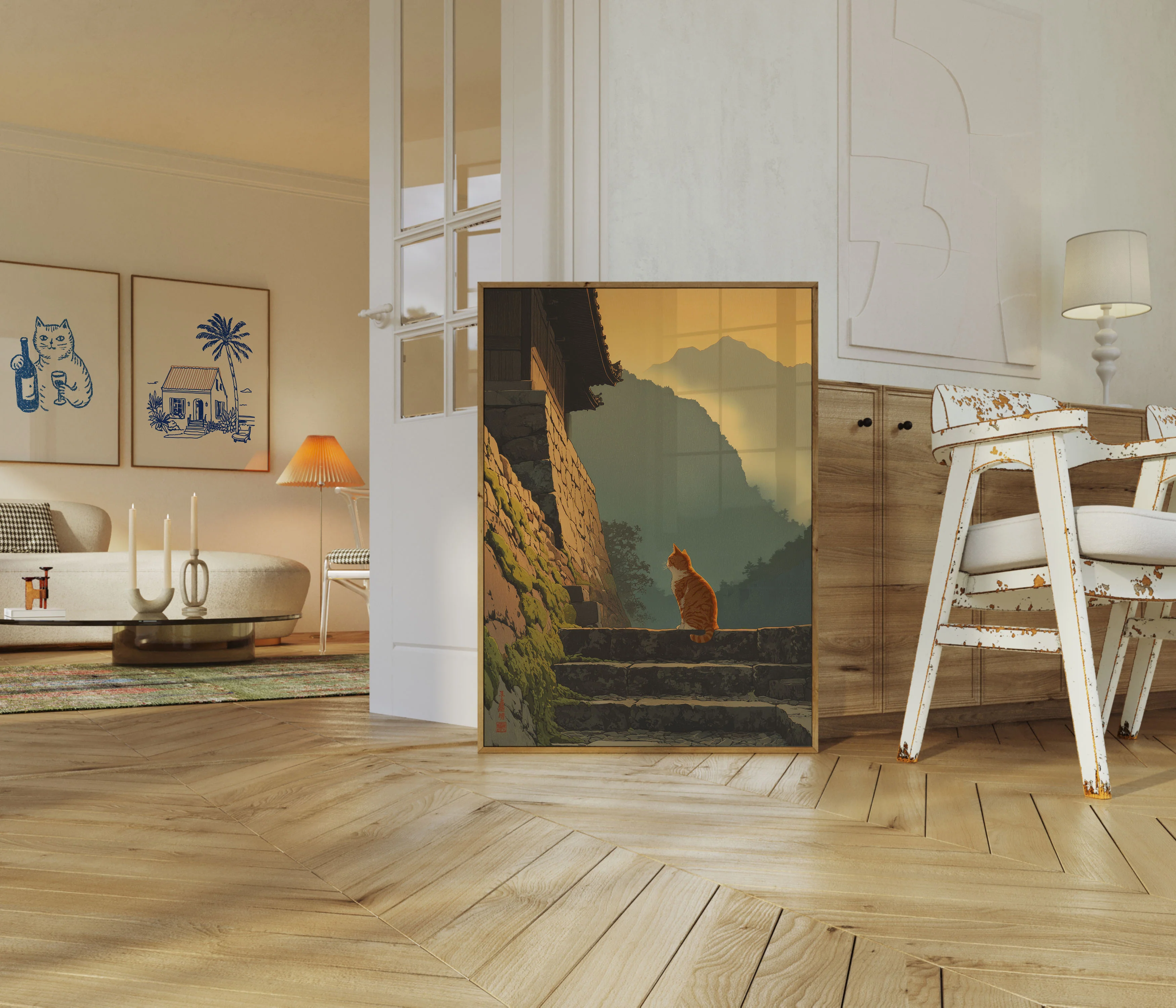 Orange Cat Mountain Contemplation Poster - Image 5