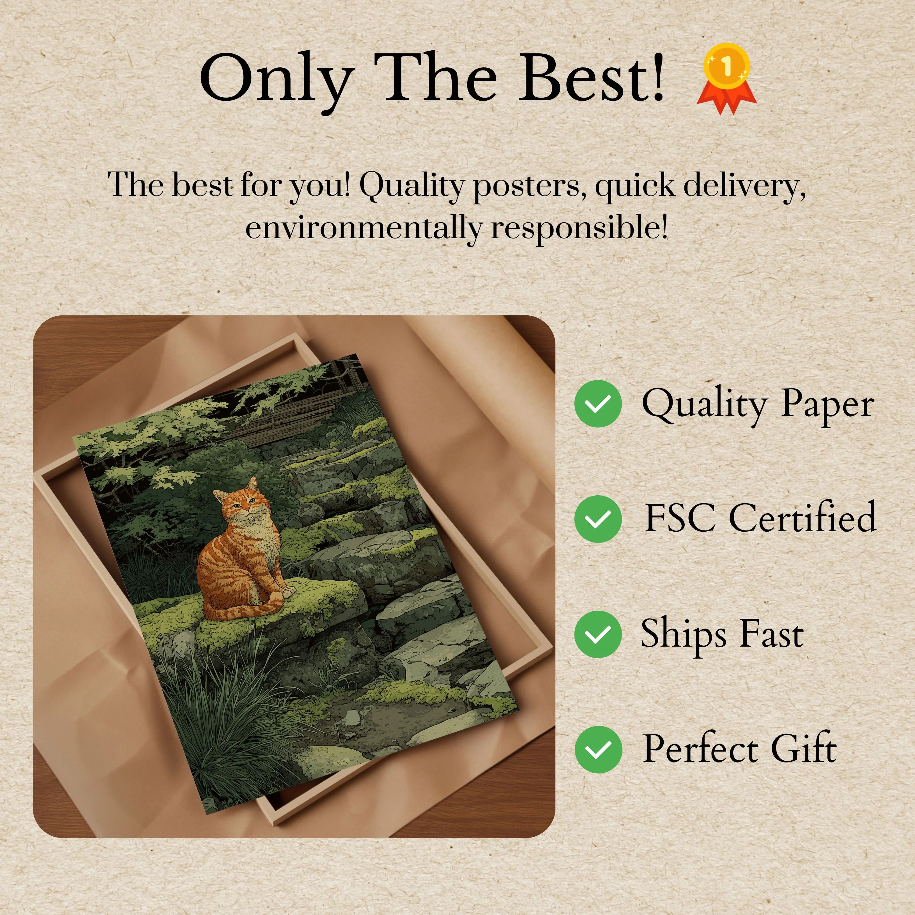 Orange Tabby Cat Garden Poster - Image 3