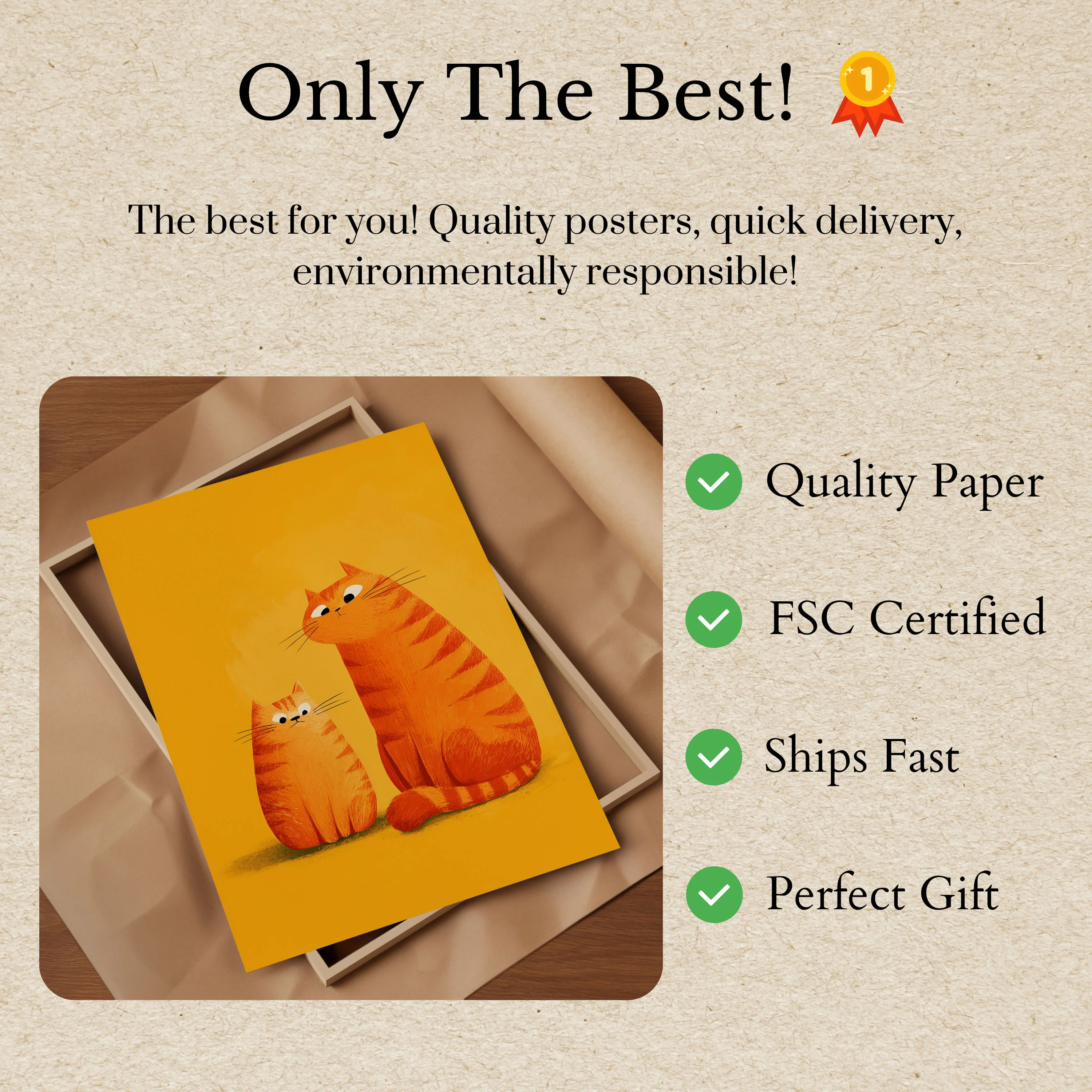 Orange Tabby Cats Mother and Kitten Poster - Image 3