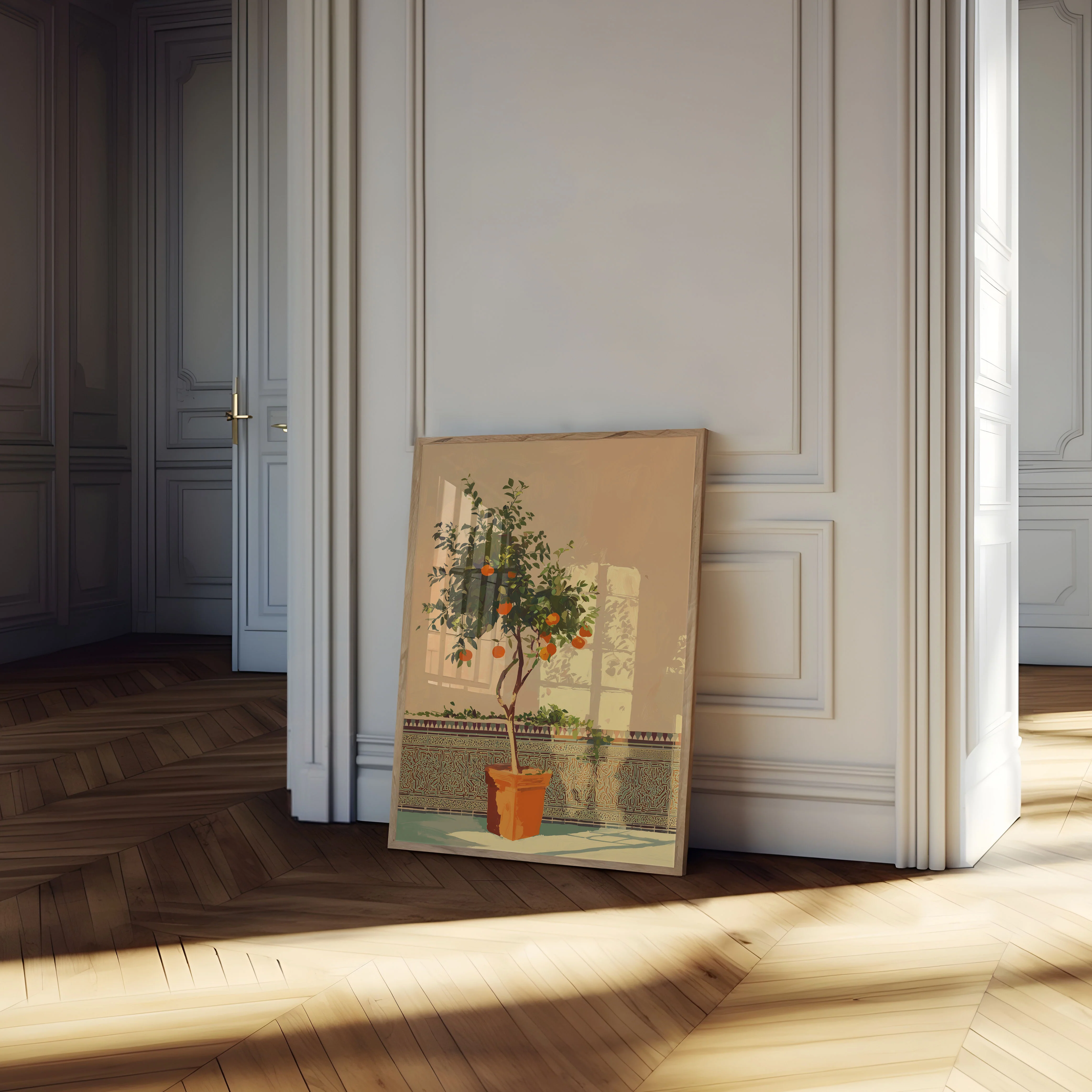 Orange Tree in Sunlit Courtyard Poster - Image 4