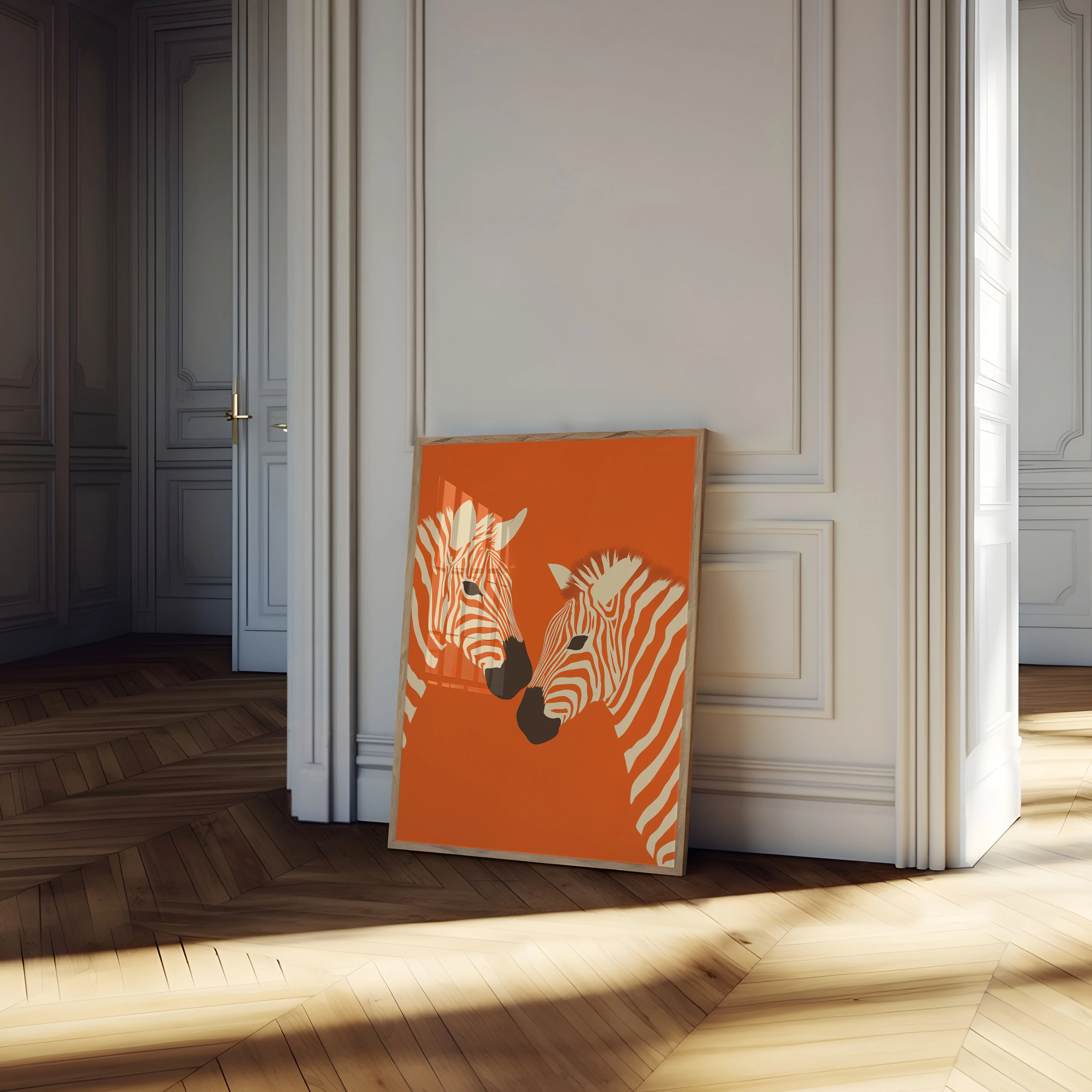 Orange Zebra Duo Art Poster - Image 4
