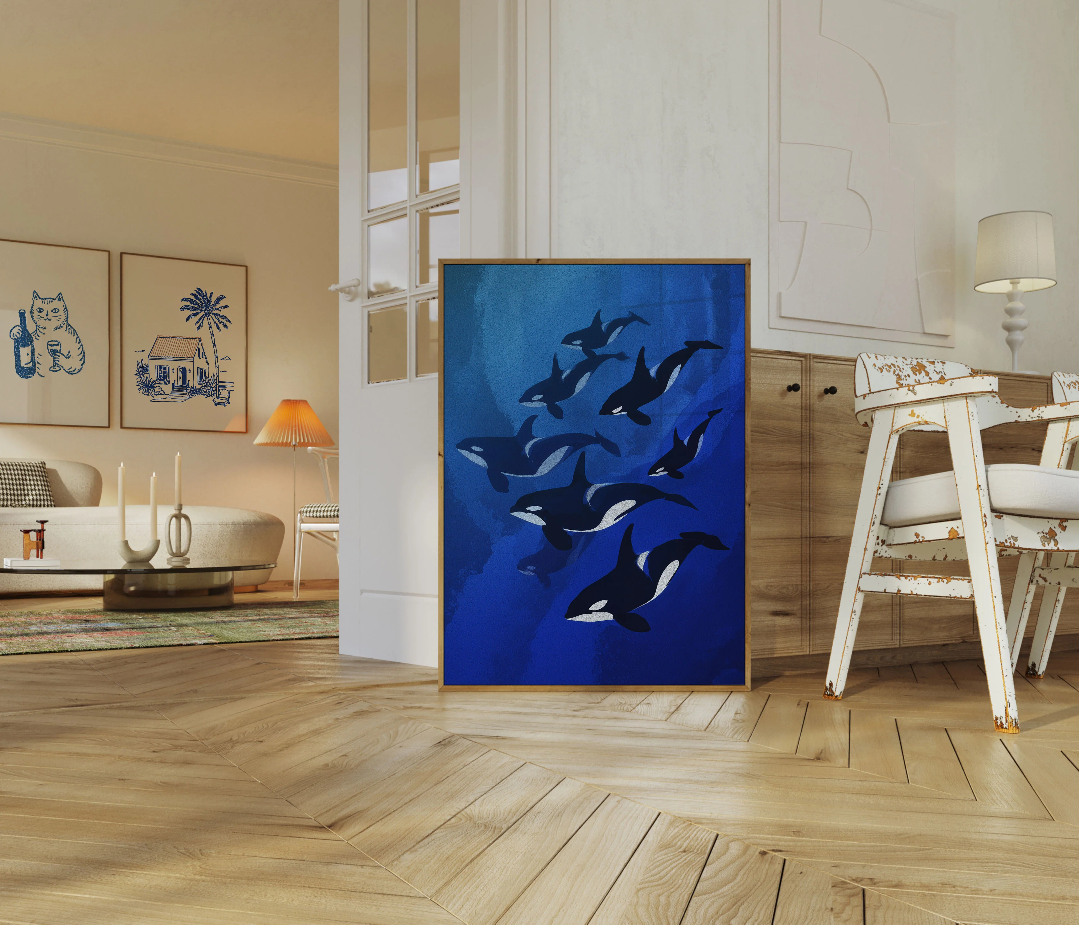 Orca Pod Swimming Together Poster - Image 5