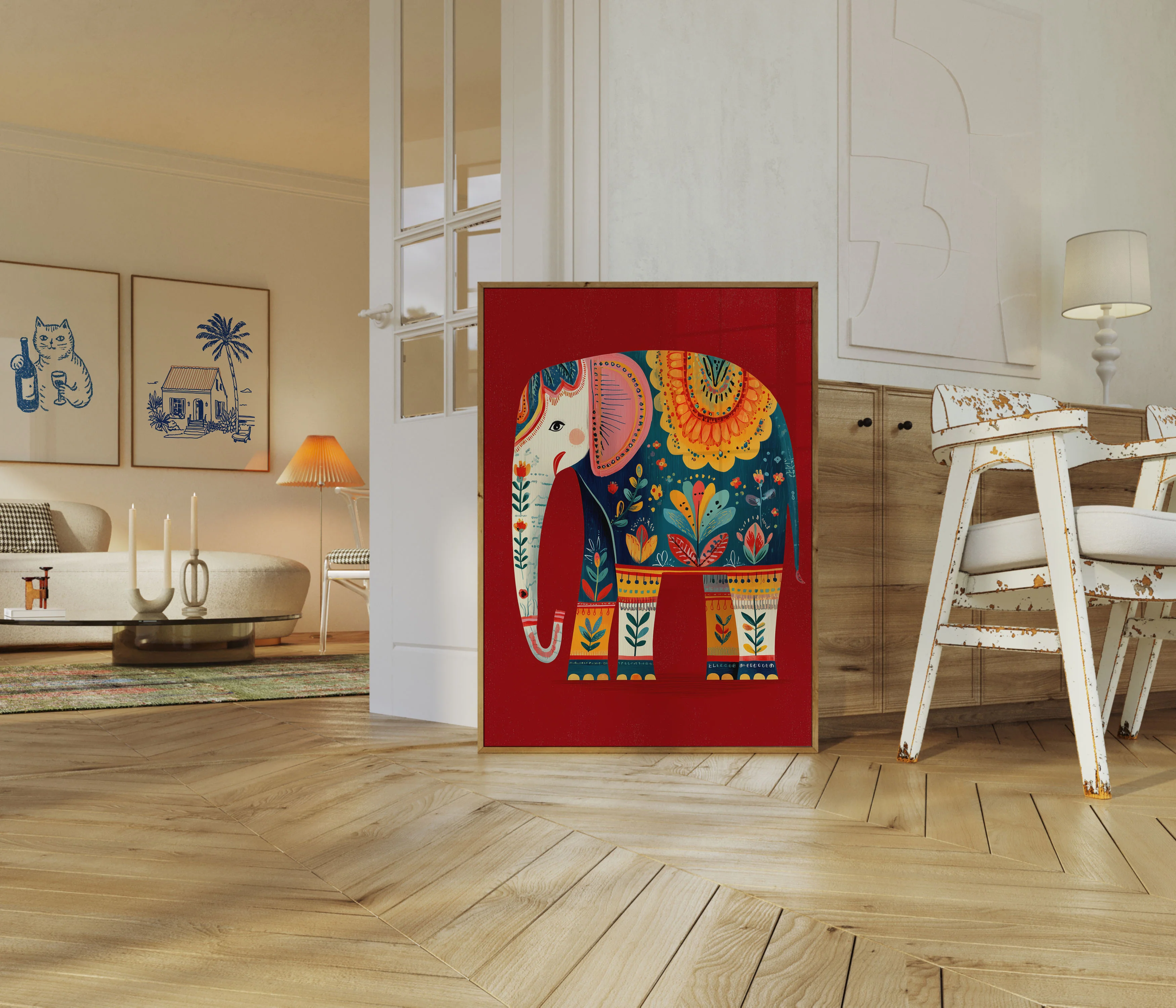 Ornamental Elephant Folk Art Poster - Image 5