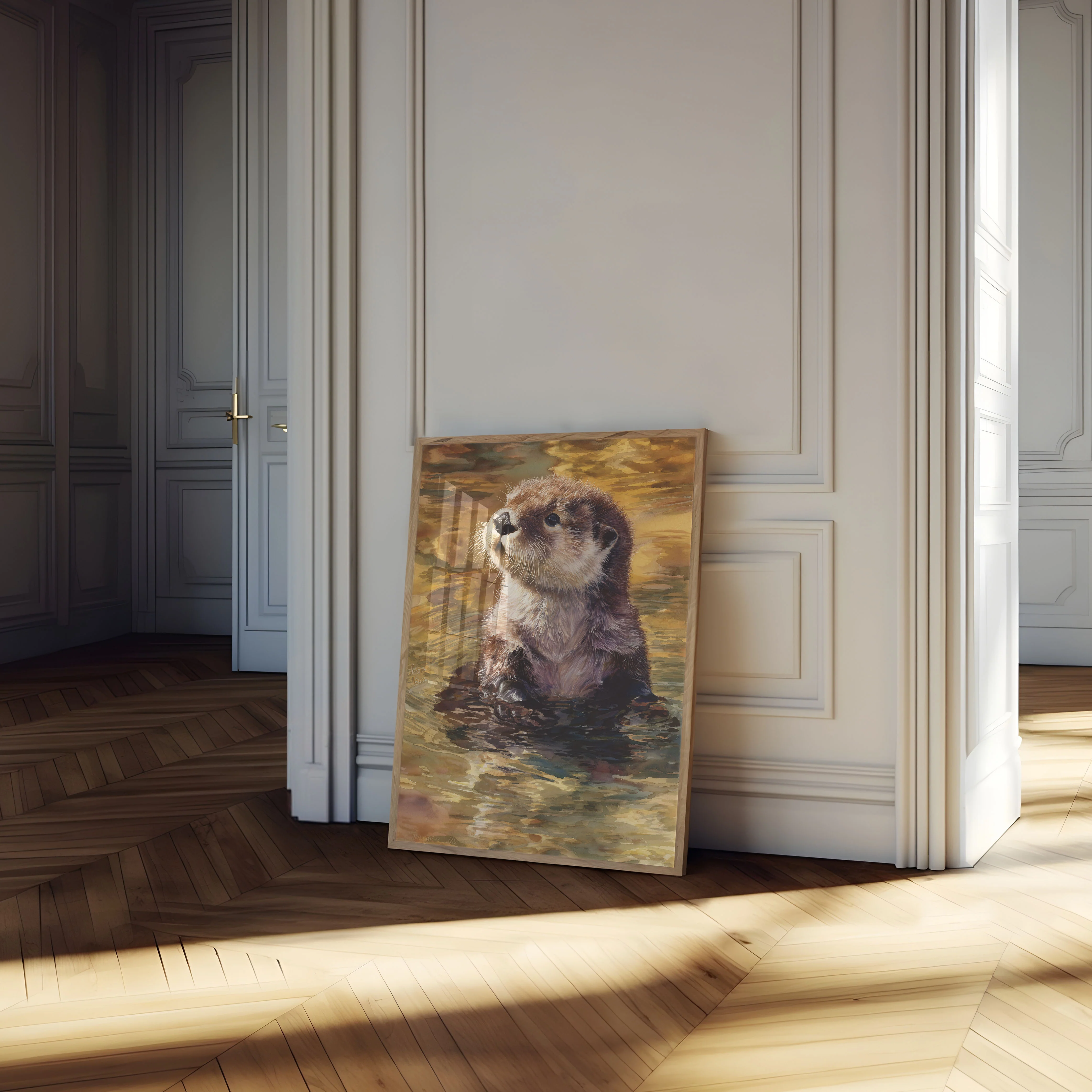 Otter in Golden Waters Poster - Image 4