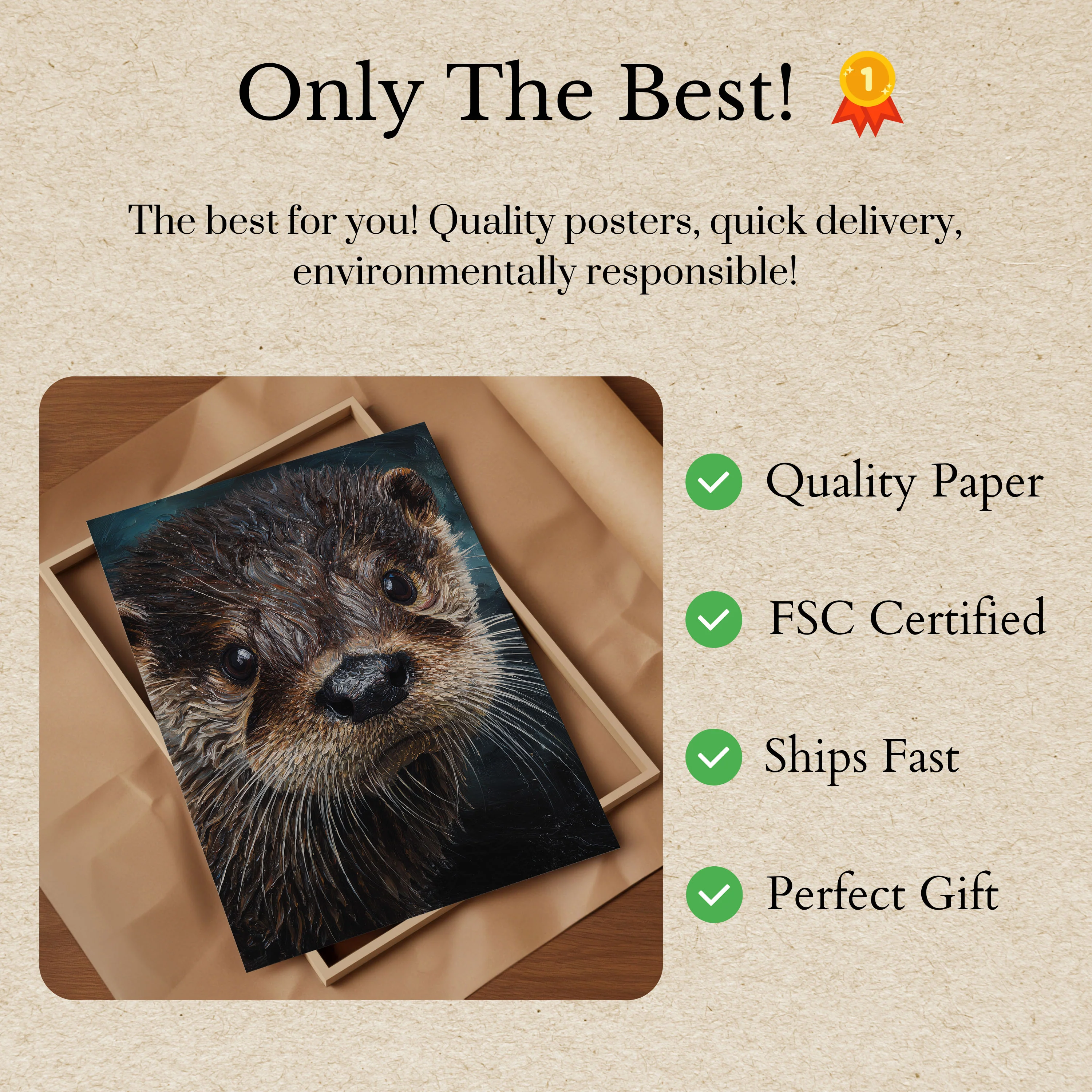 Otter Portrait Wildlife Poster - Image 3