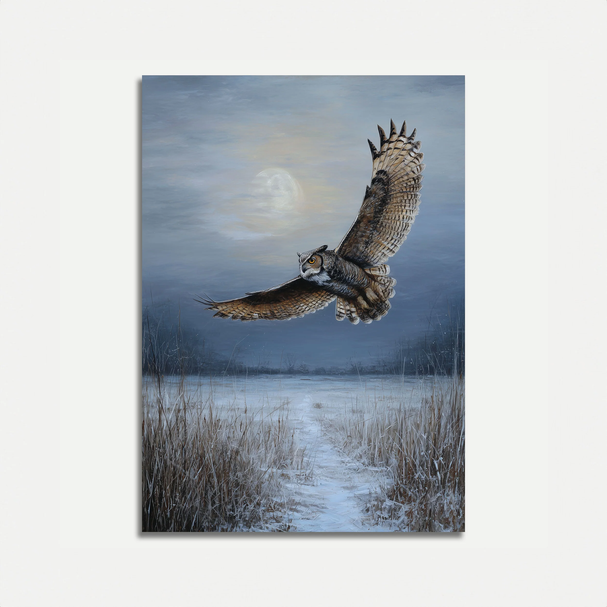 Owl in Moonlight Flight Poster