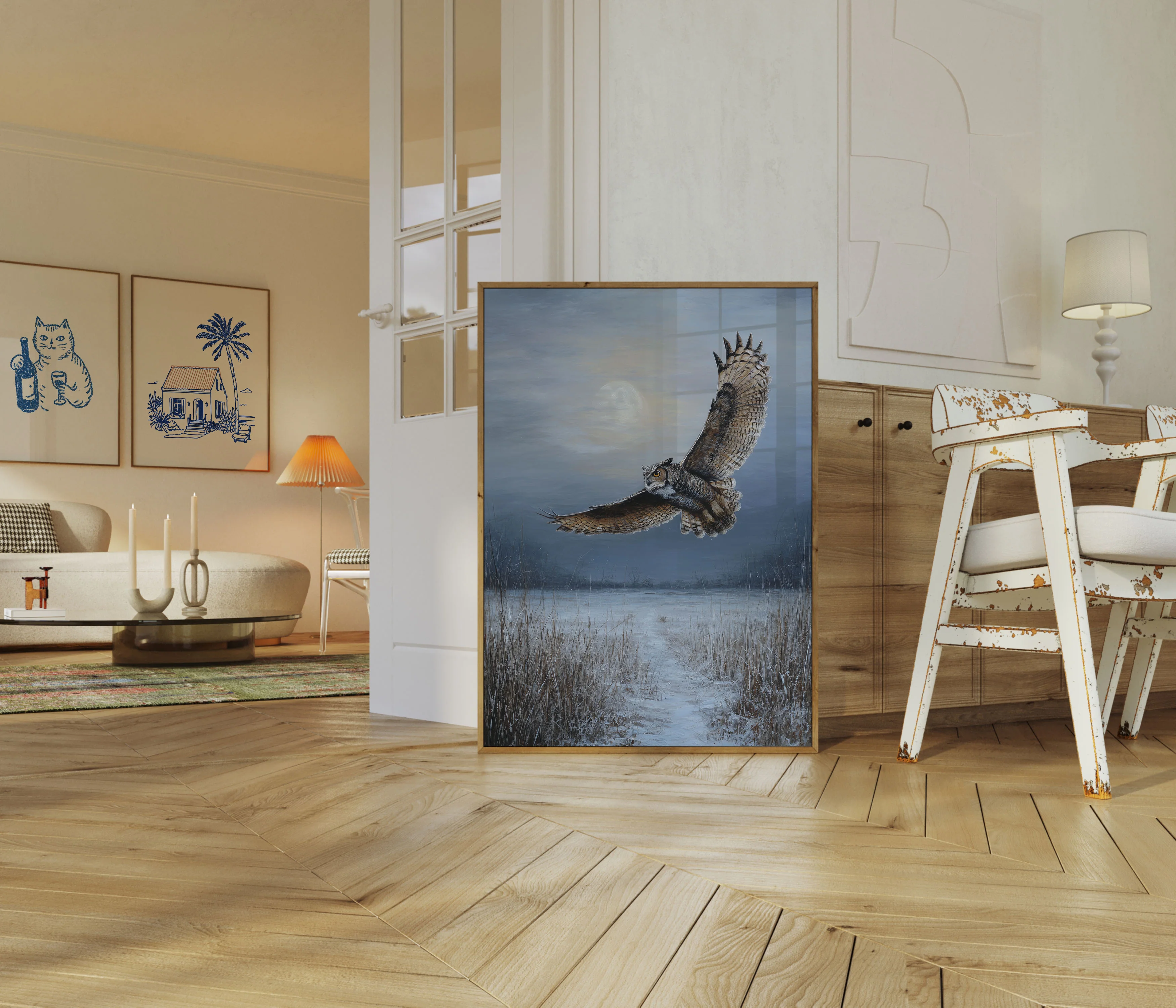 Owl in Moonlight Flight Poster - Image 5