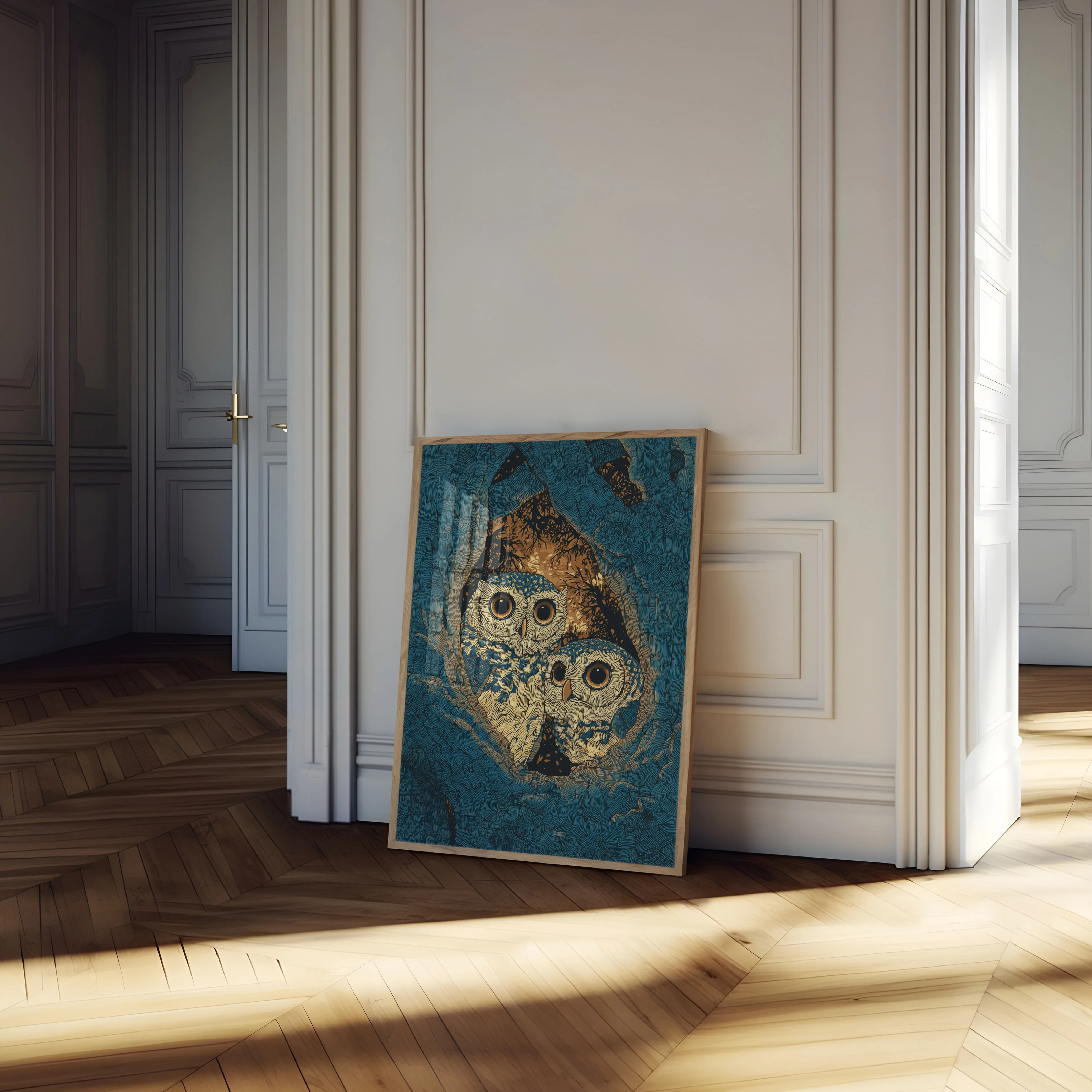 Owls in Hollow Tree Poster - Image 4