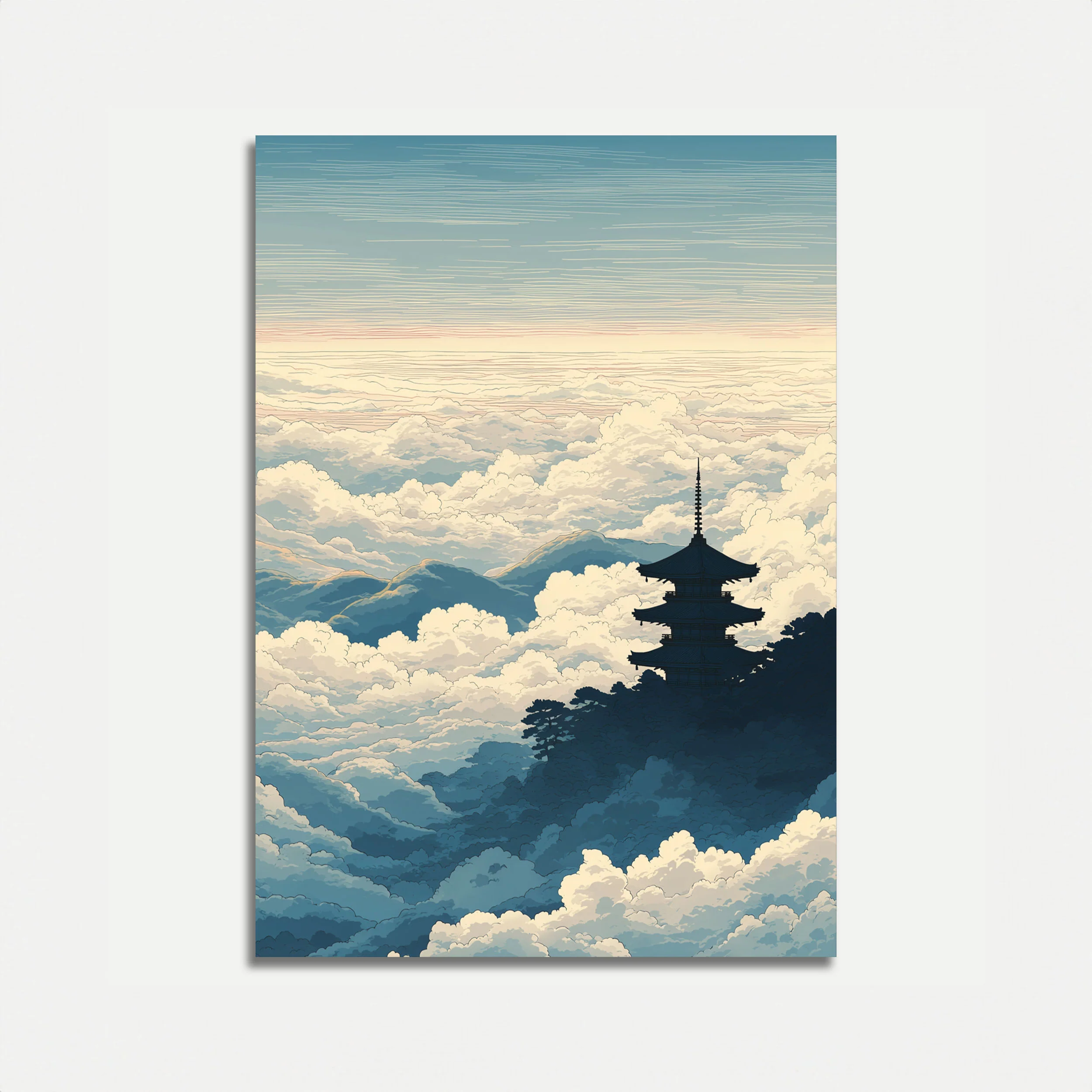 Pagoda Above the Clouds Poster