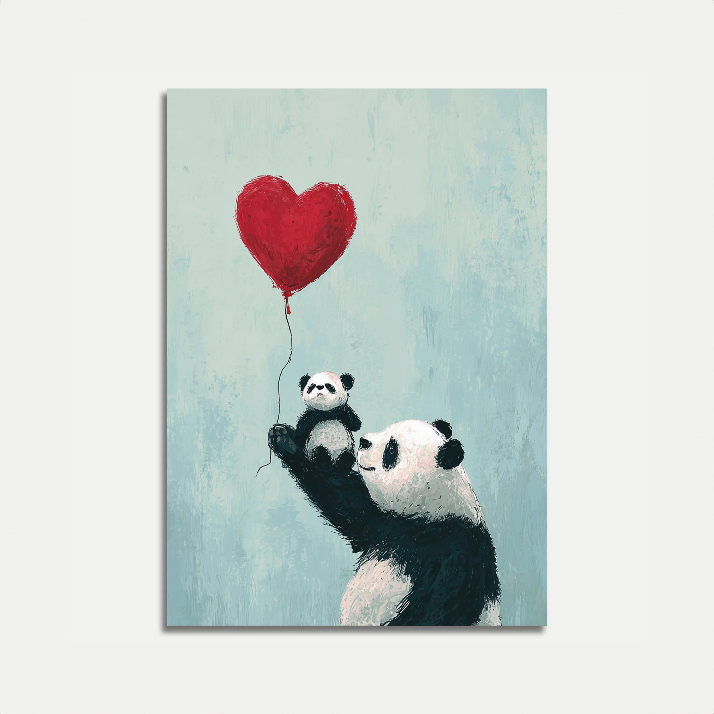 Panda Love Heart Balloon Poster