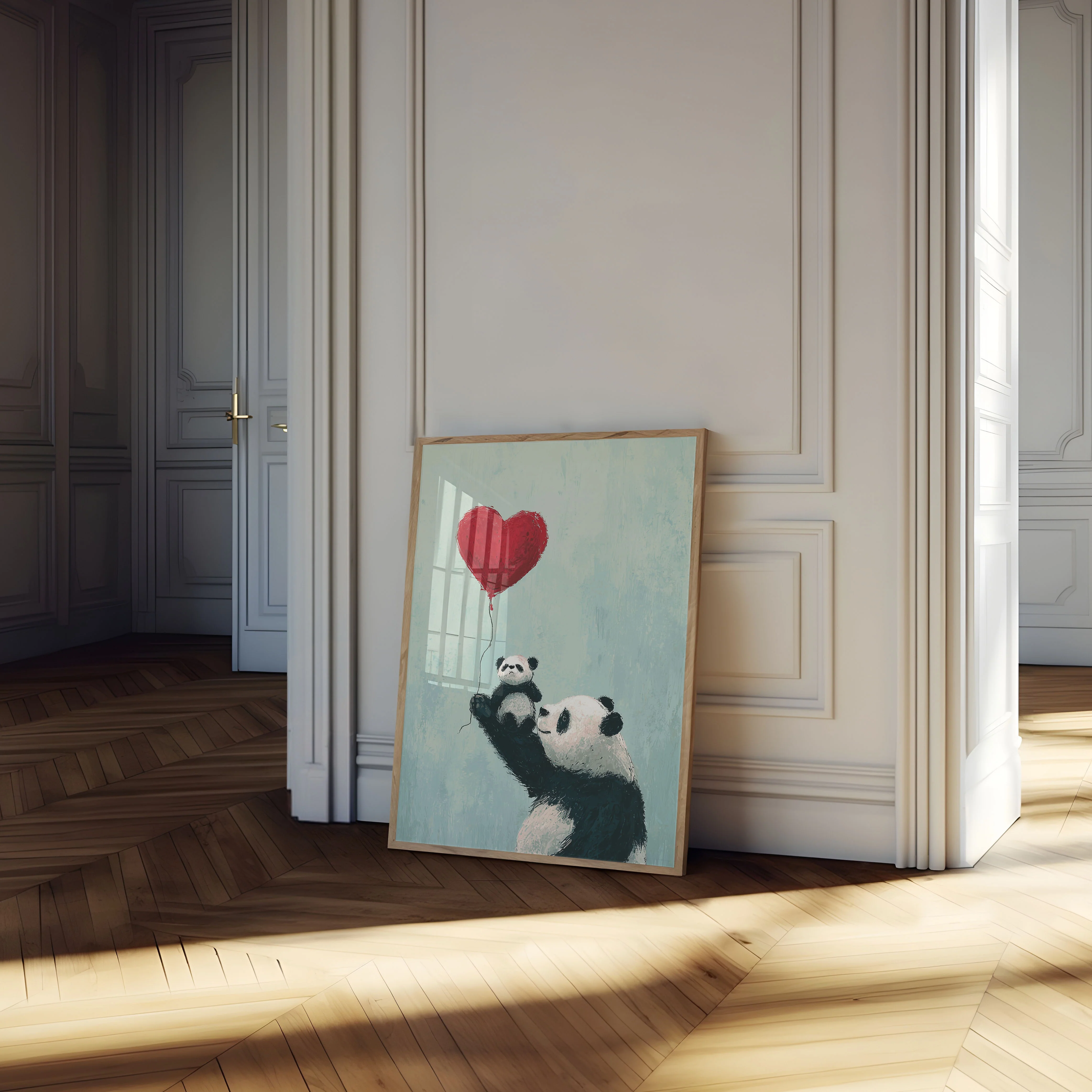 Panda Love Heart Balloon Poster - Image 4