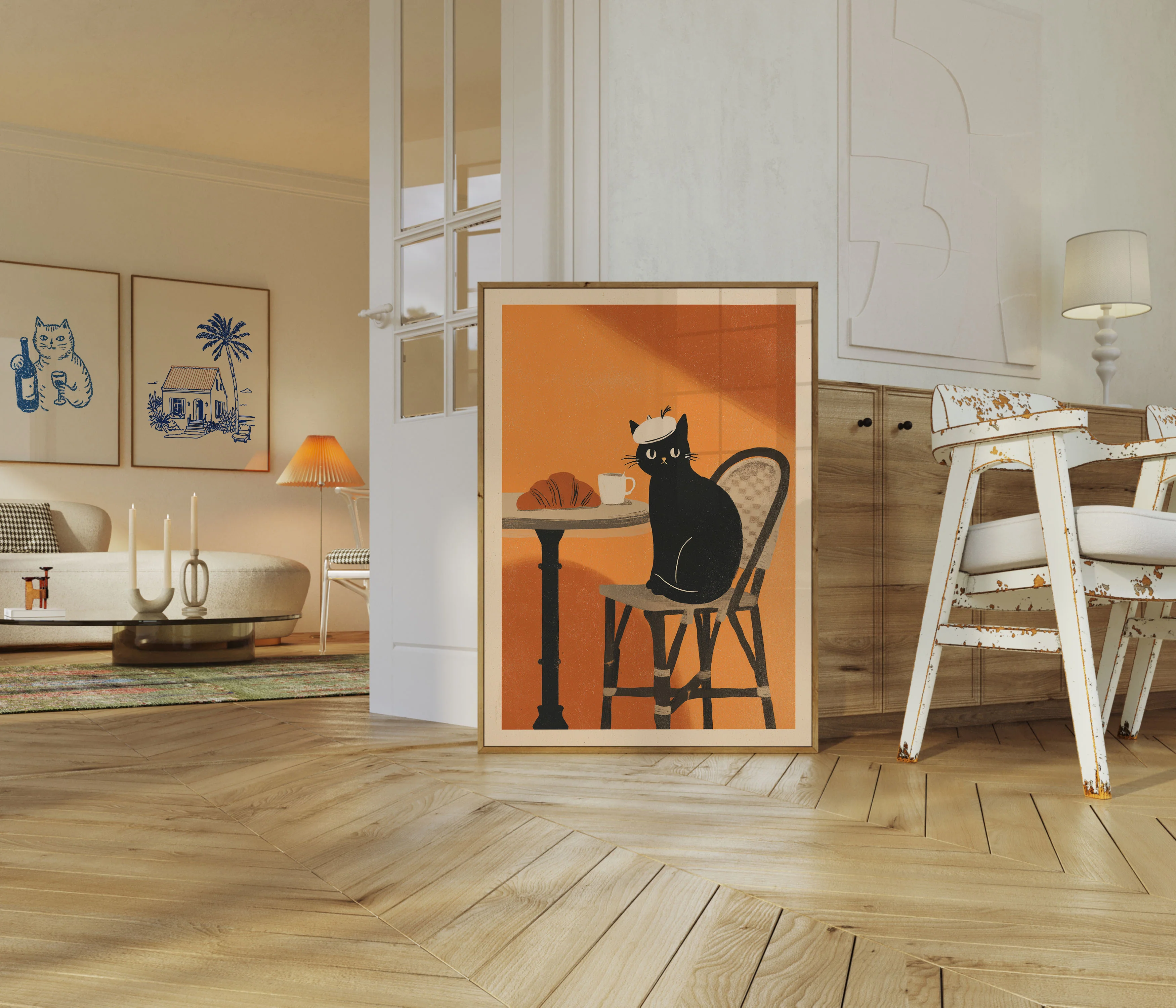 Parisian Cat at Café Poster - Image 5