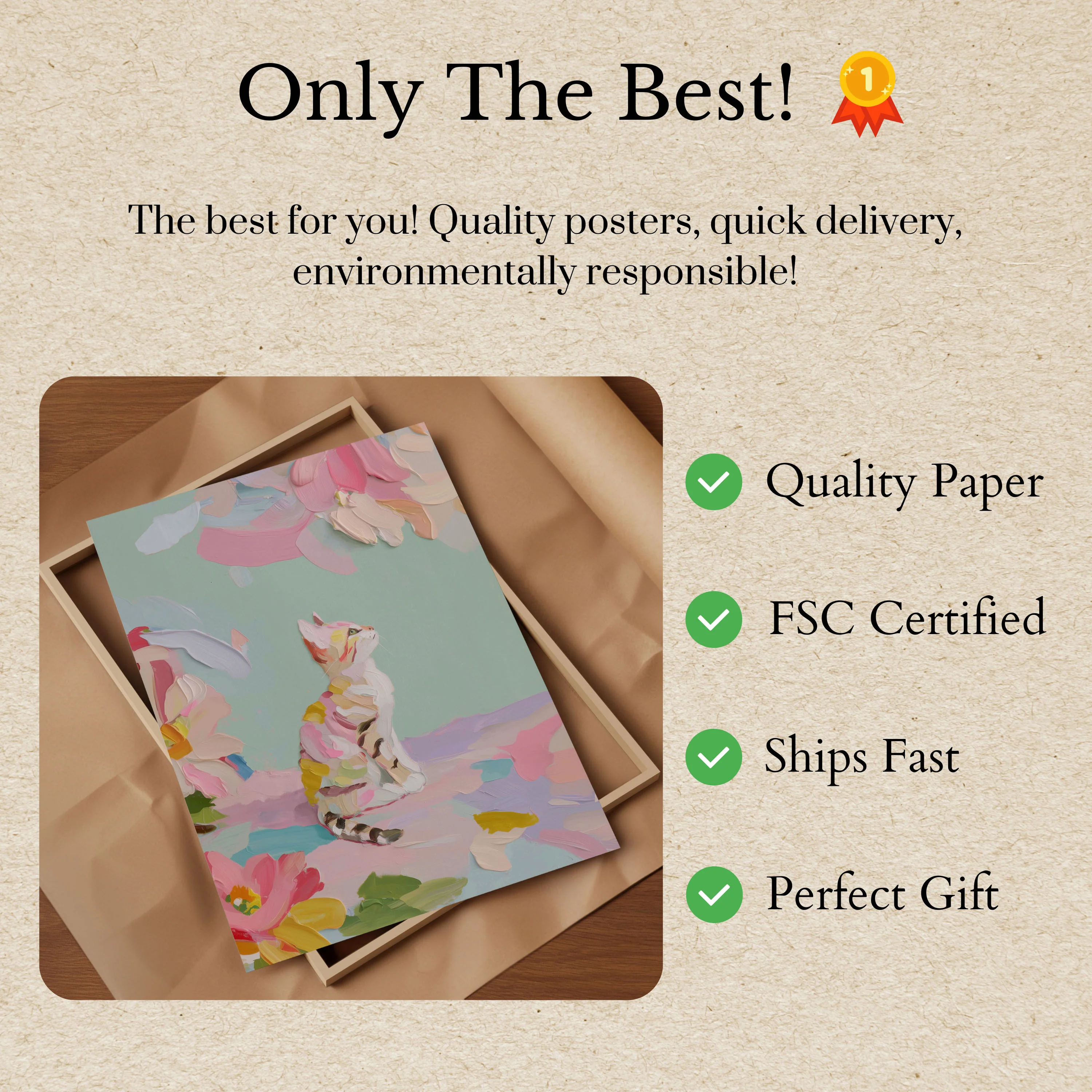 Pastel Cat in Floral Dream Poster - Image 3