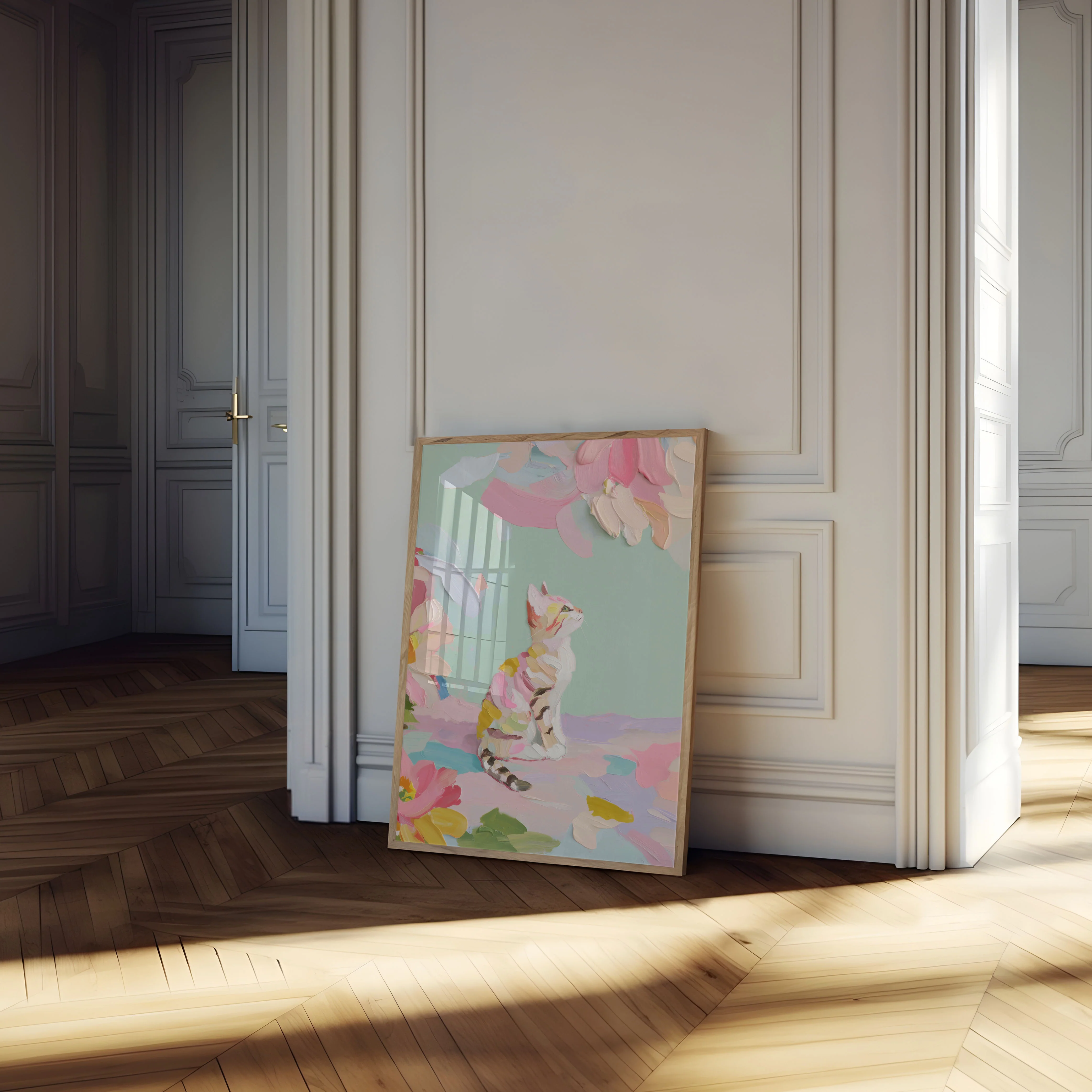 Pastel Cat in Floral Dream Poster - Image 4