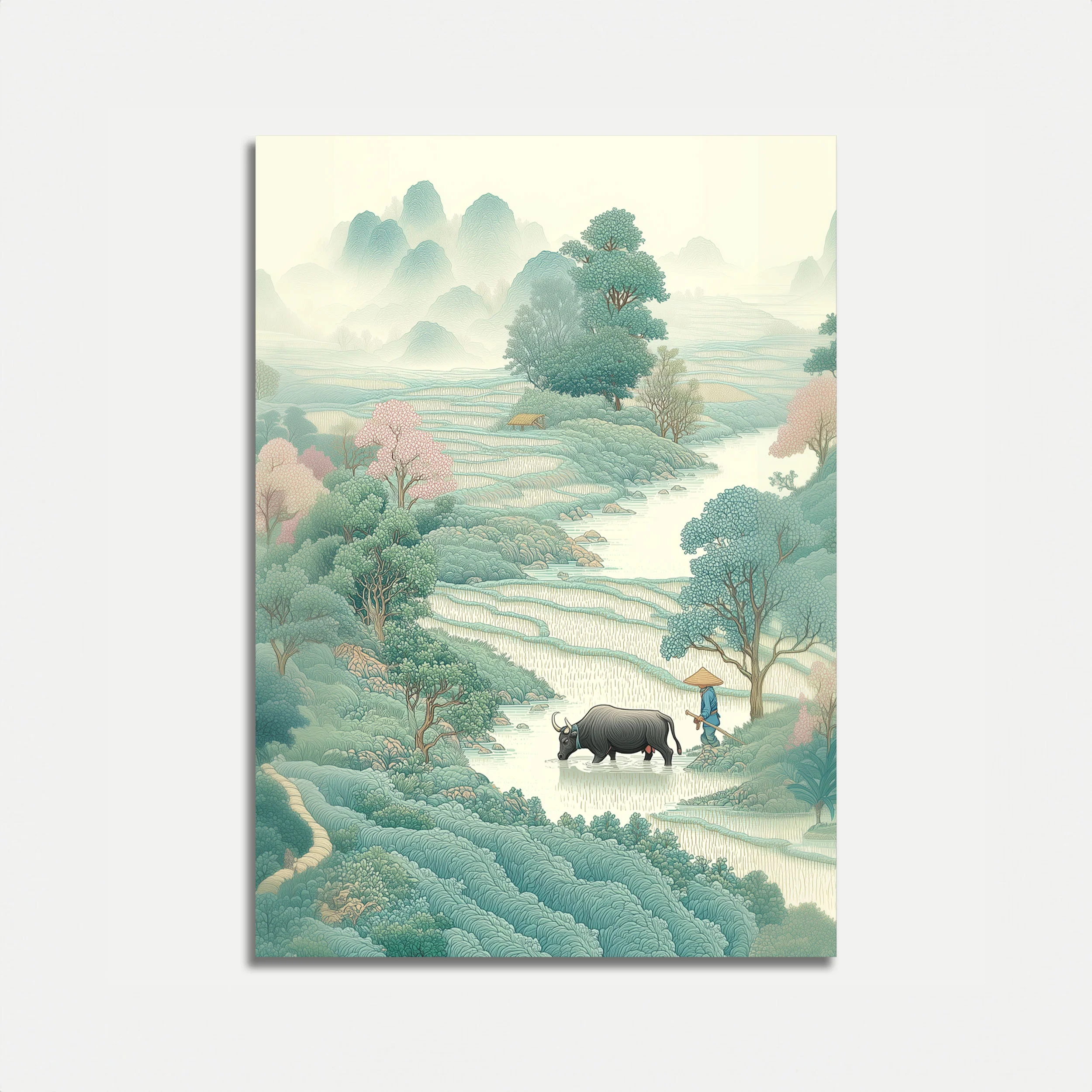 Peaceful Rice Terraces Landscape Poster