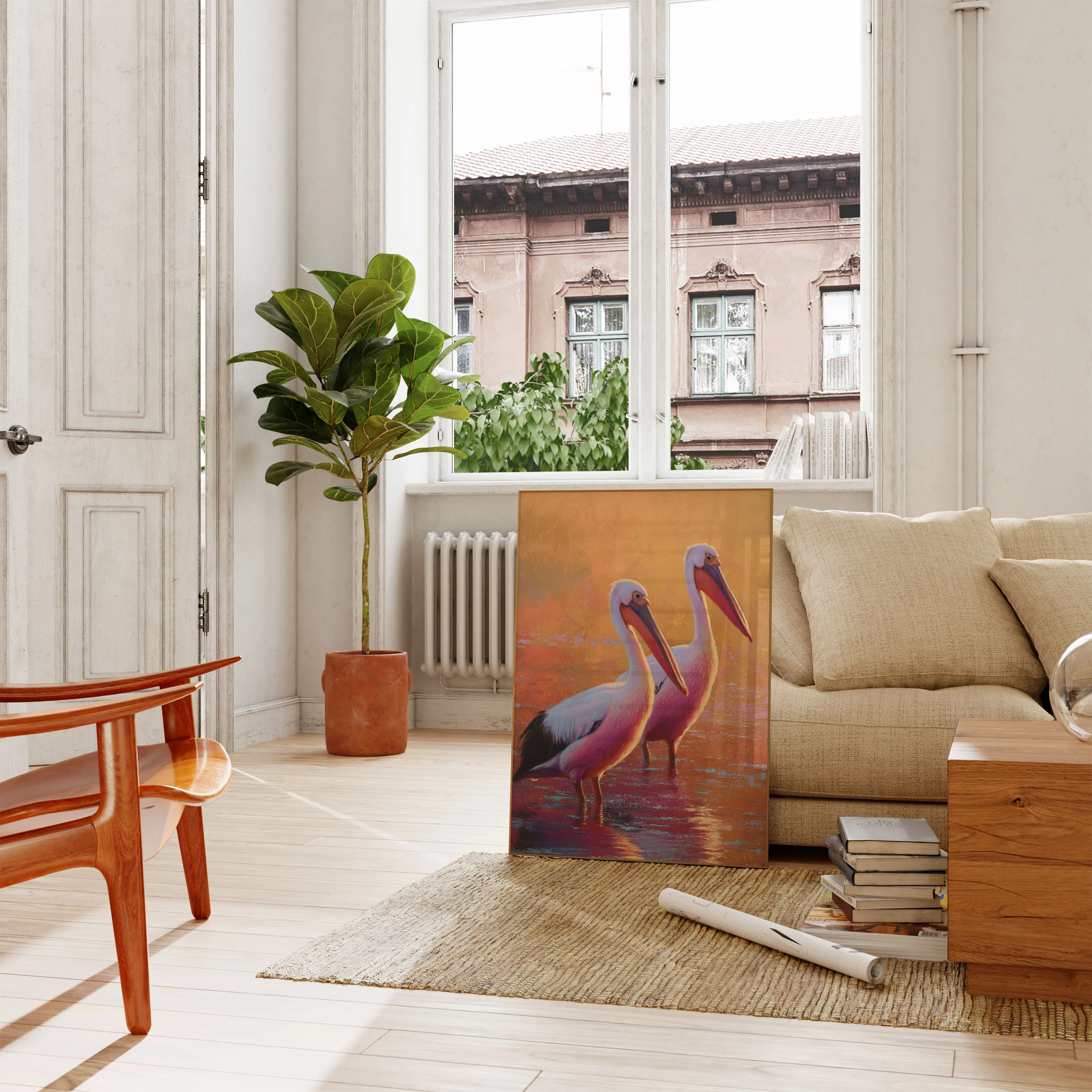 Pelicans at Golden Sunset Poster - Image 2