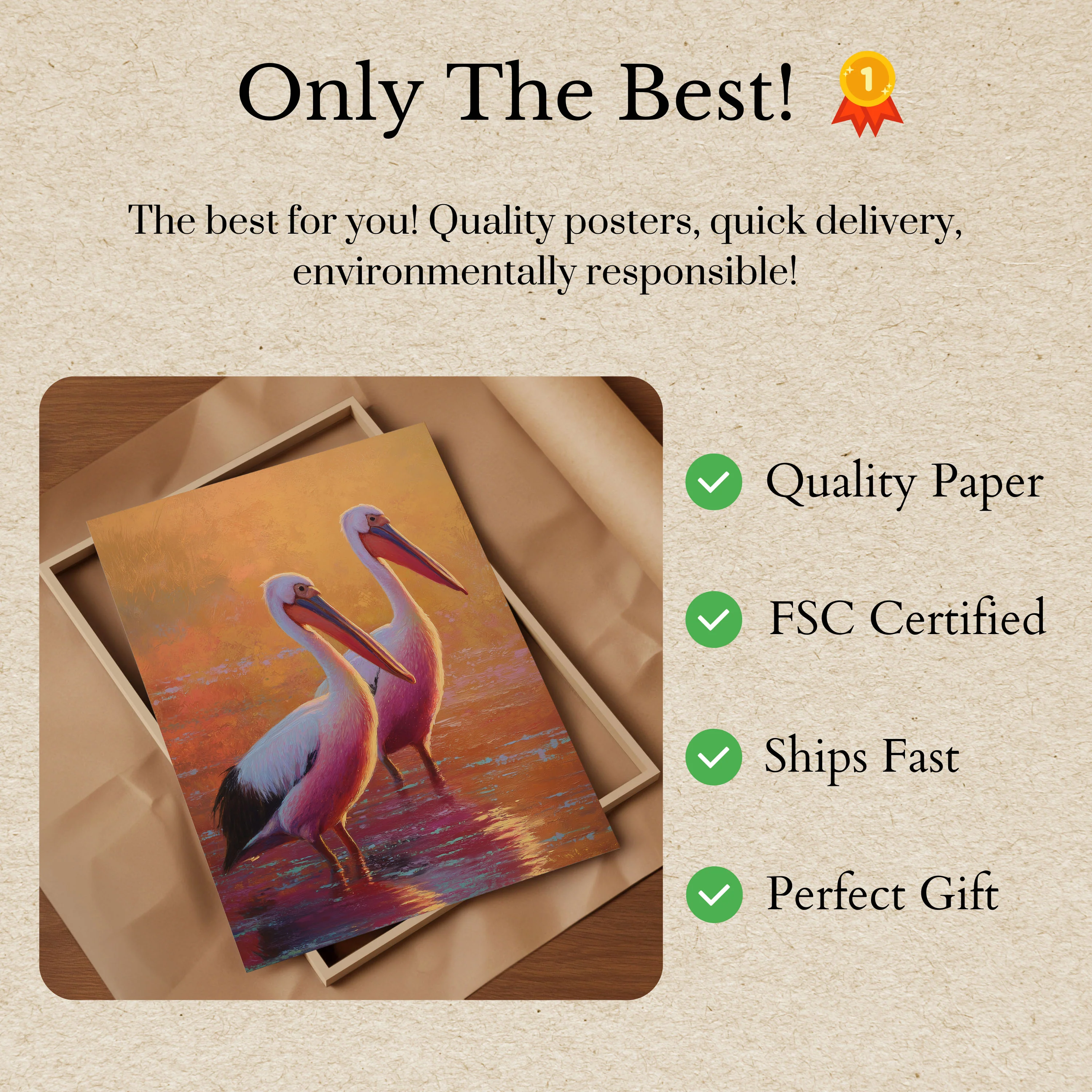 Pelicans at Golden Sunset Poster - Image 3