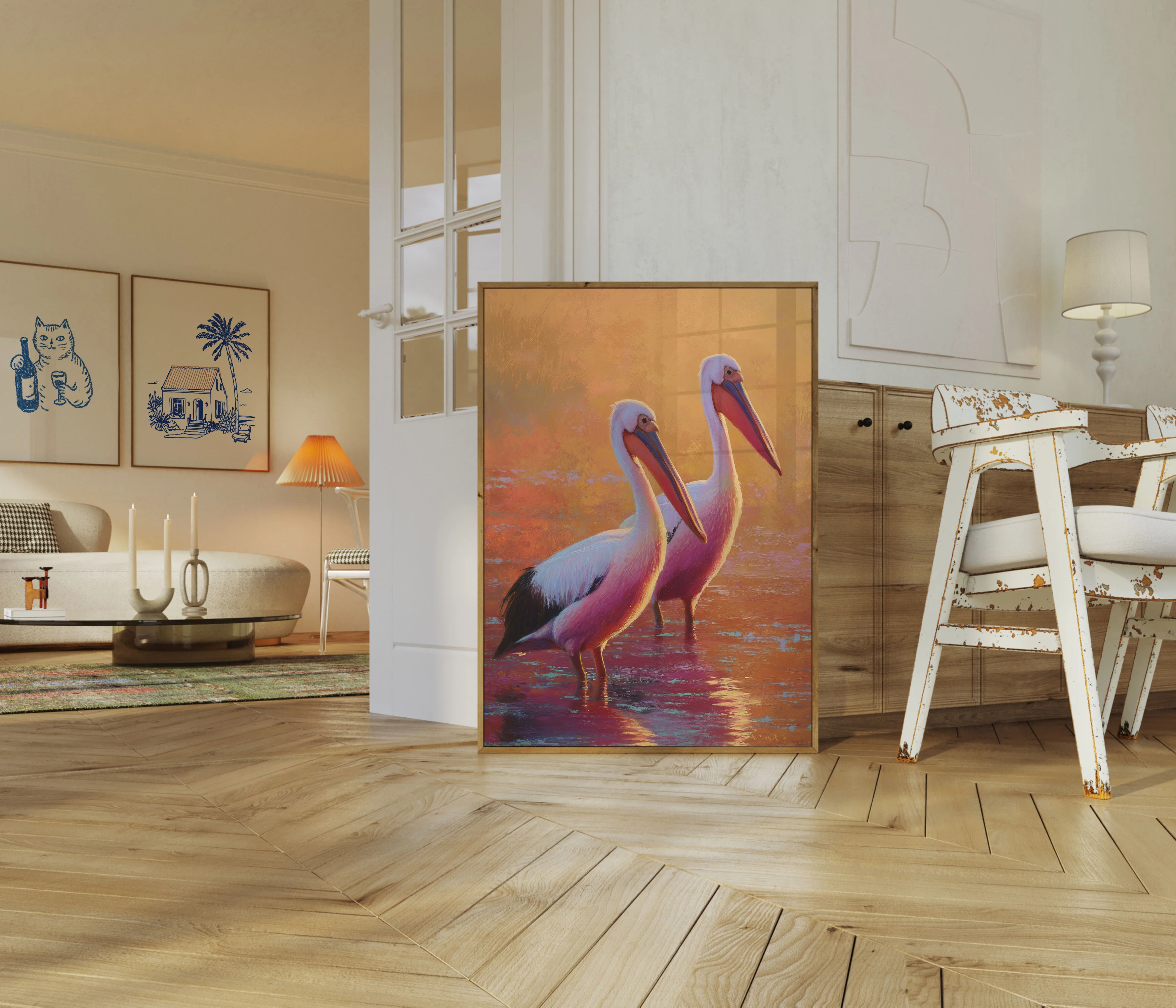 Pelicans at Golden Sunset Poster - Image 5