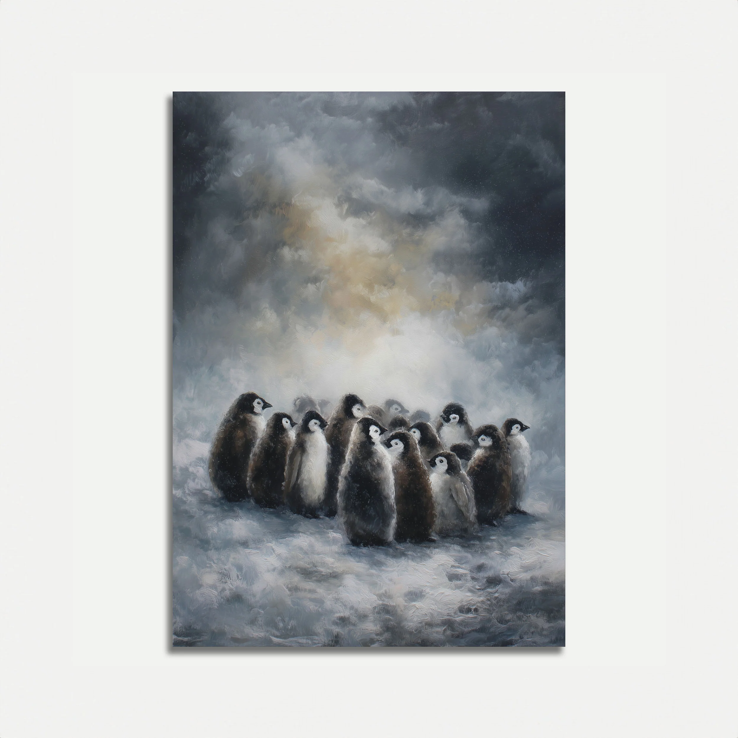 Penguin Chicks in Snowstorm Poster