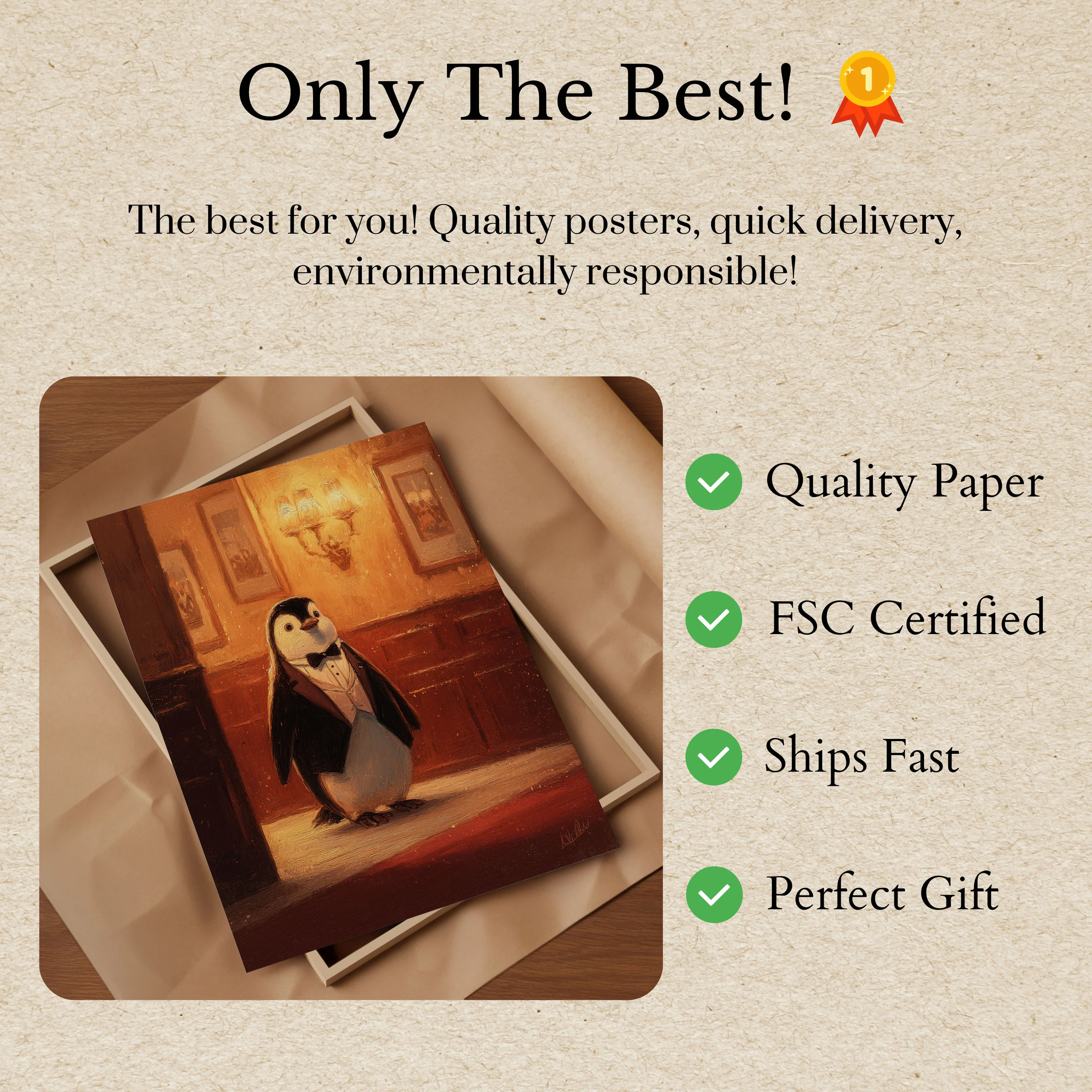 Penguin in Formal Attire Poster - Image 3