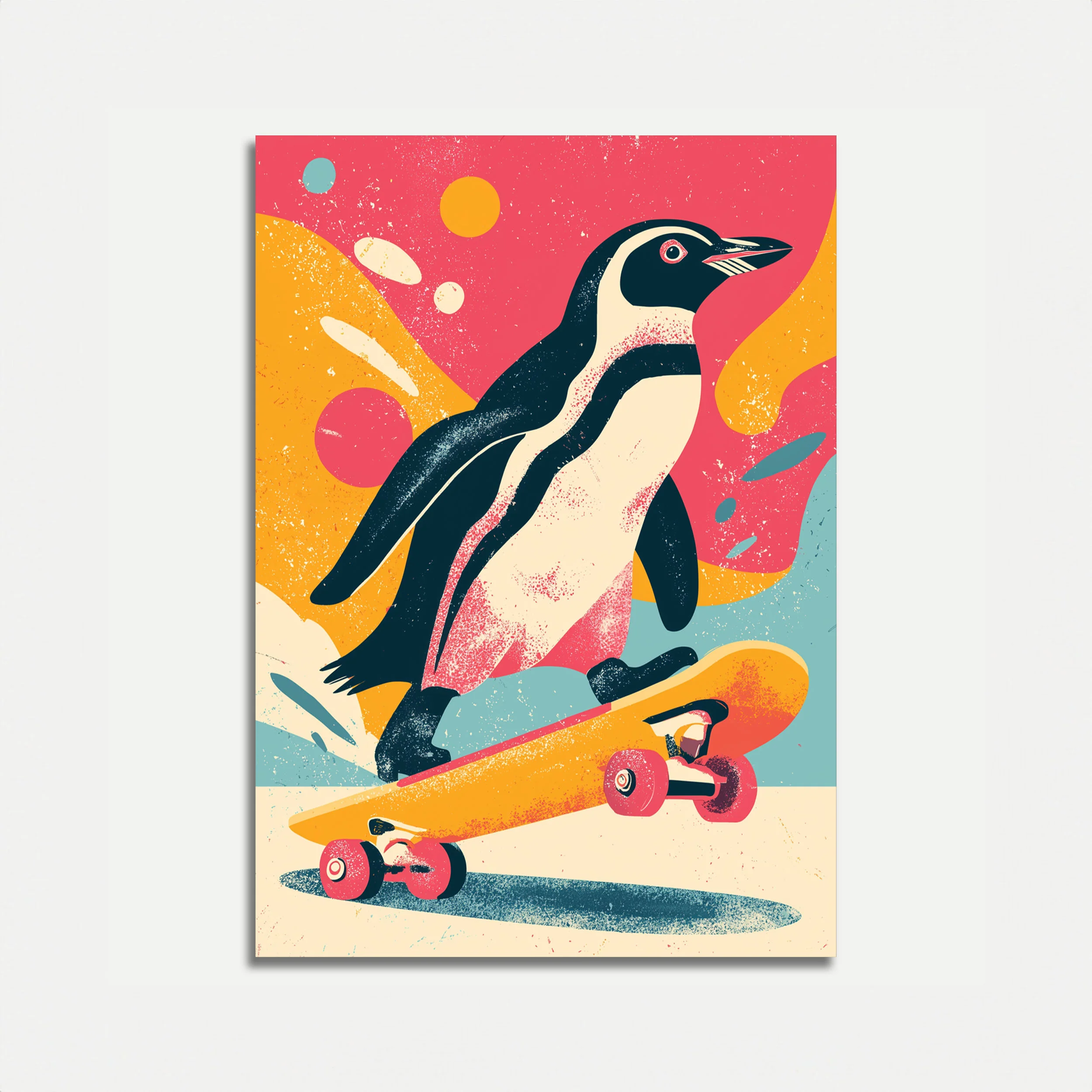 Penguin Skateboarding Adventure Poster