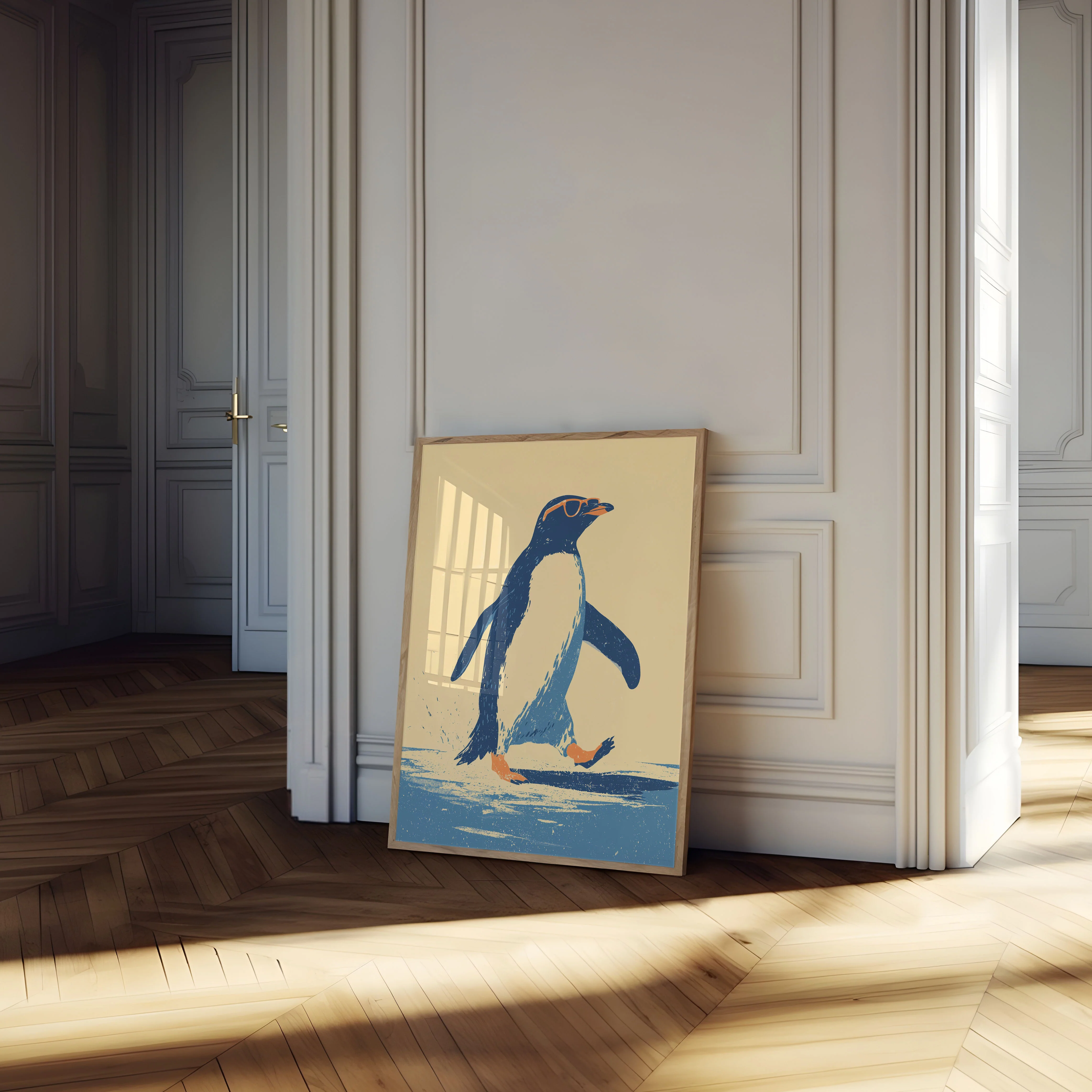 Penguin Wading Through Ocean Poster - Image 4