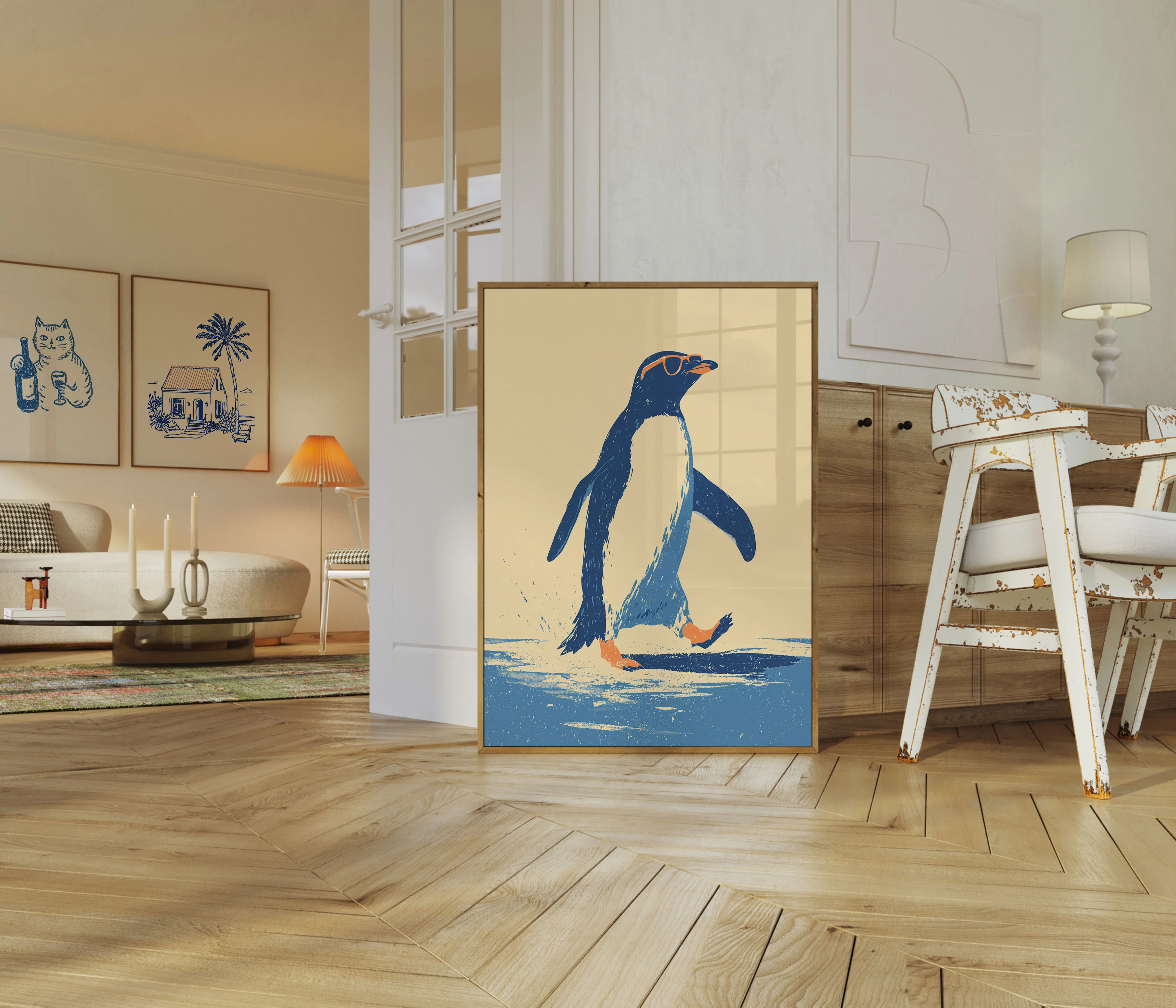 Penguin Wading Through Ocean Poster - Image 5