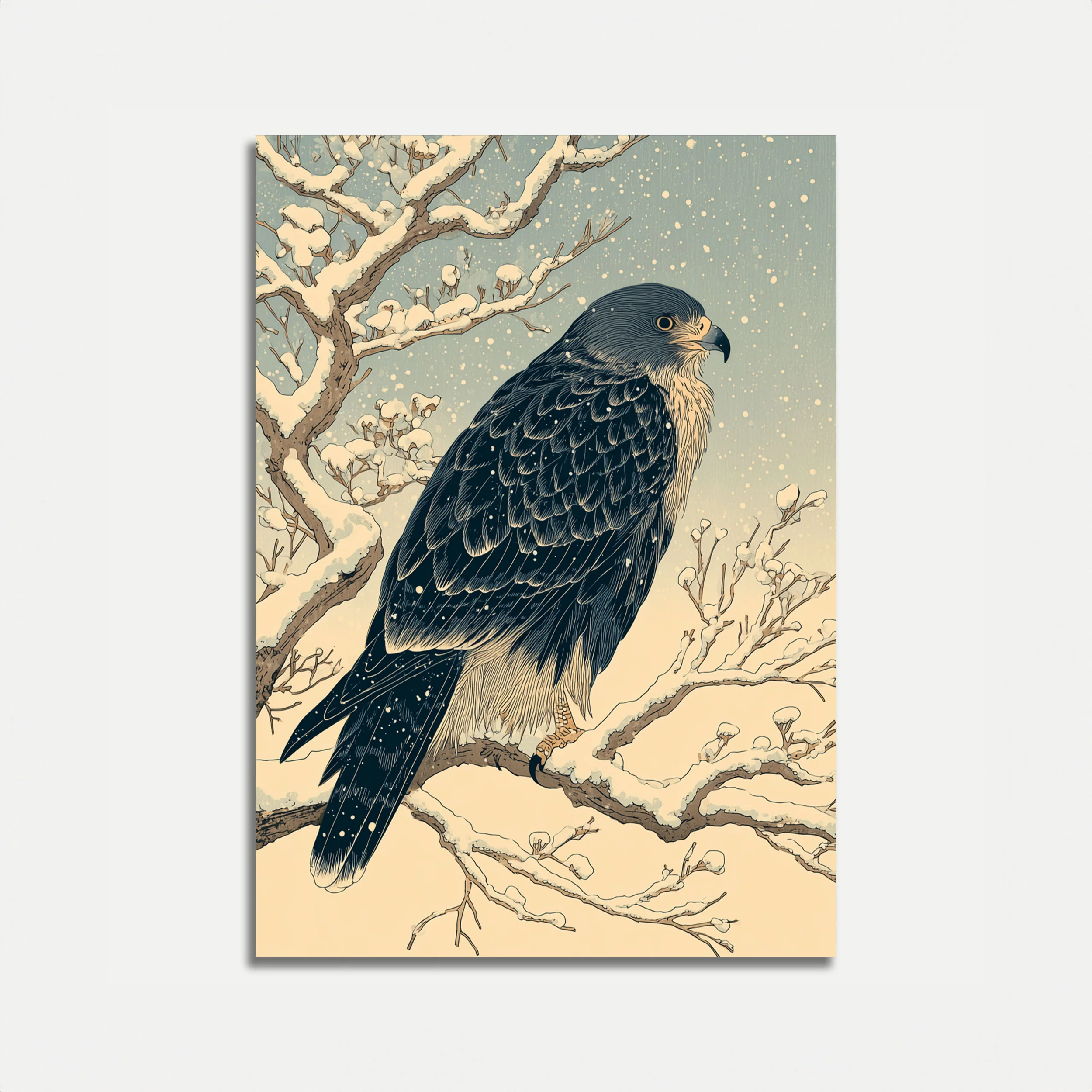 Peregrine Falcon Winter Snow Poster