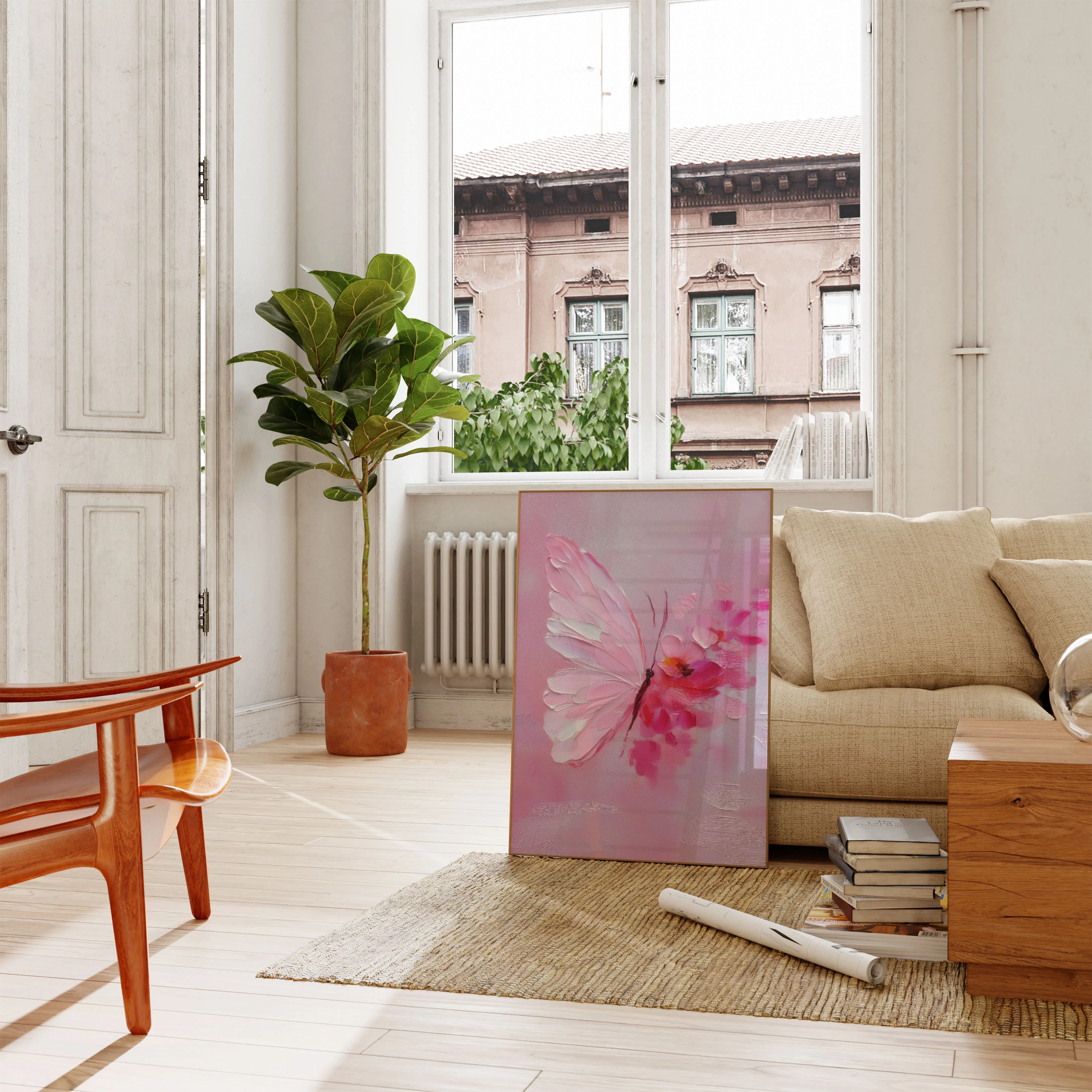 Pink Butterfly Watercolor Poster - Image 2