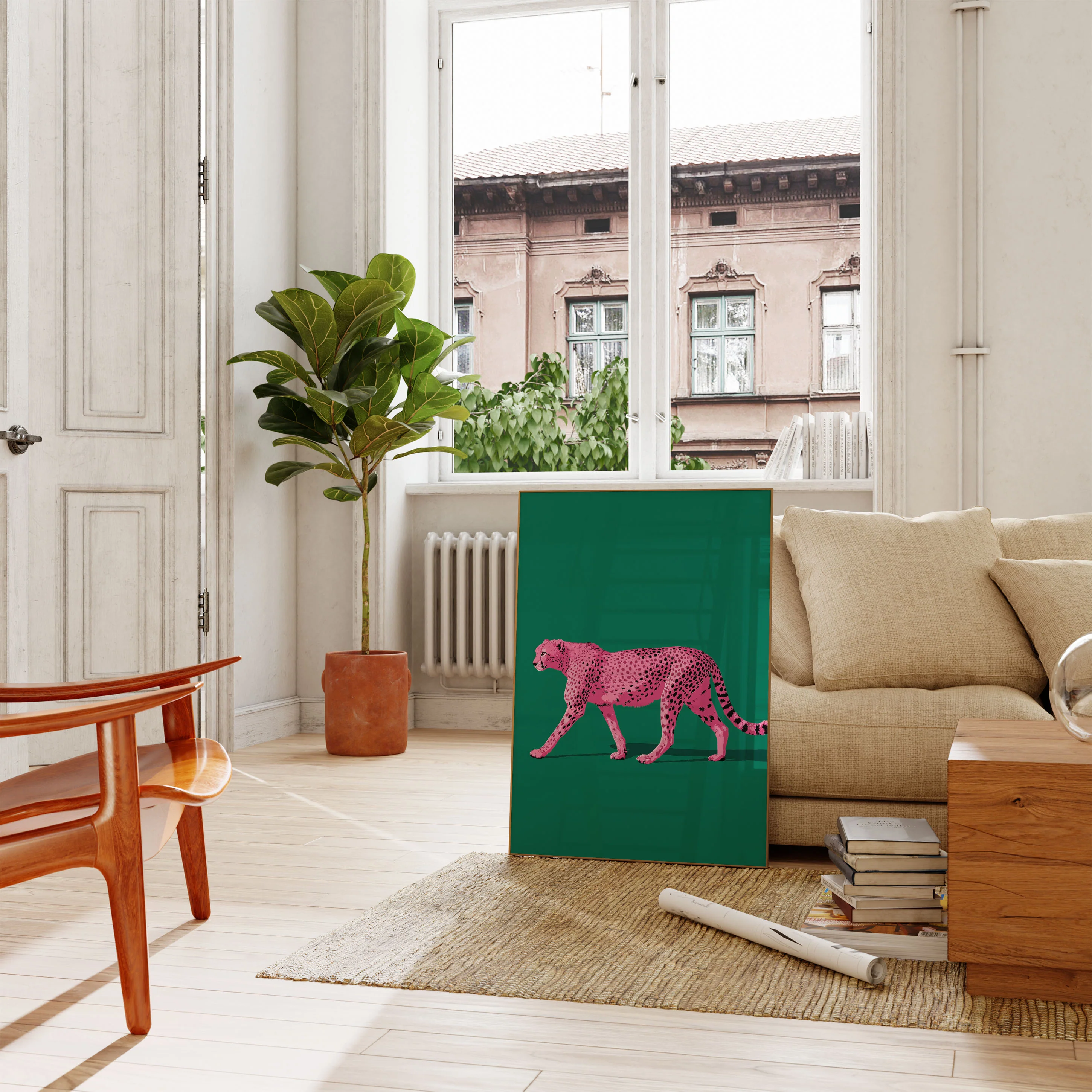 Pink Cheetah Vibrant Wildlife Poster - Image 2