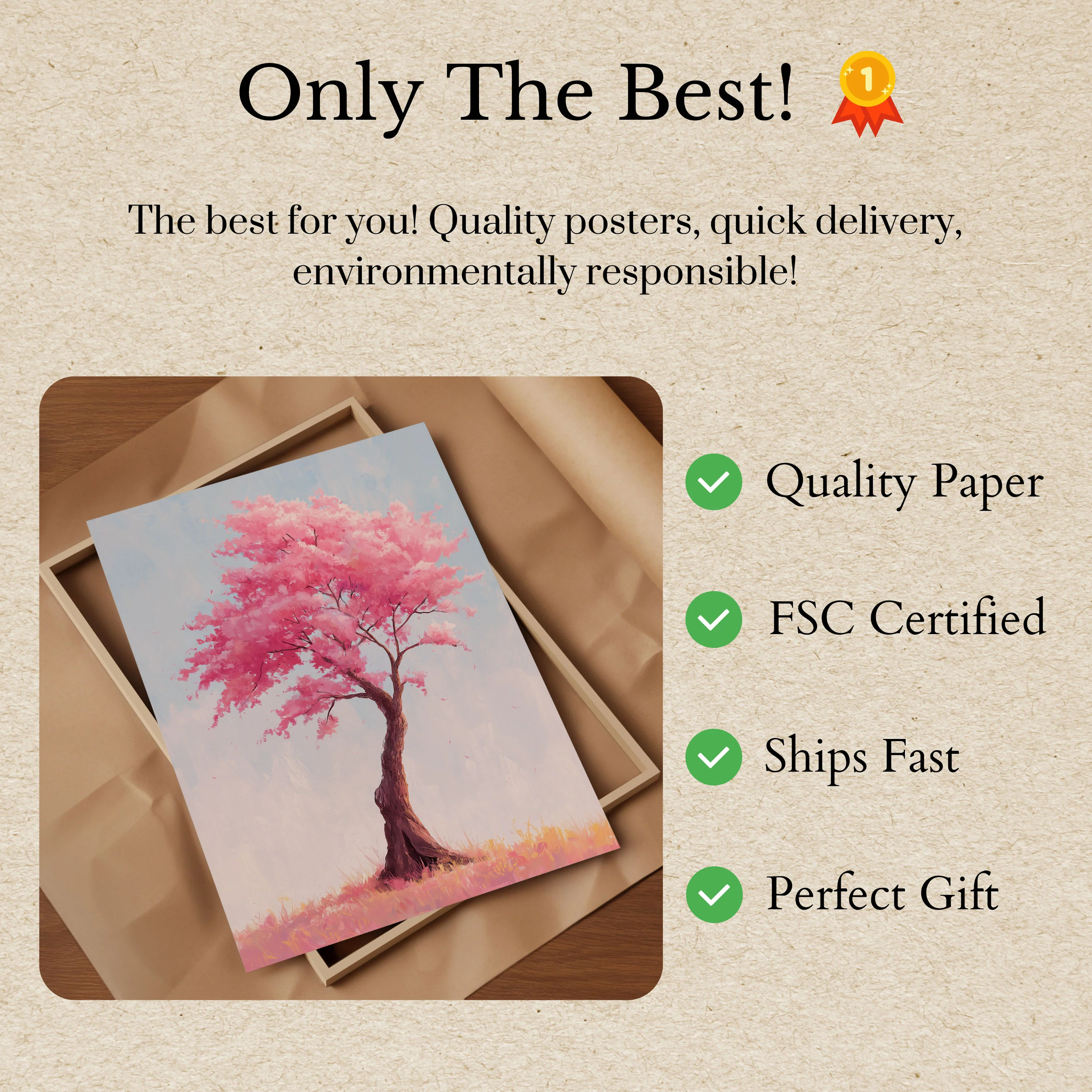 Pink Cherry Blossom Tree Poster - Image 3