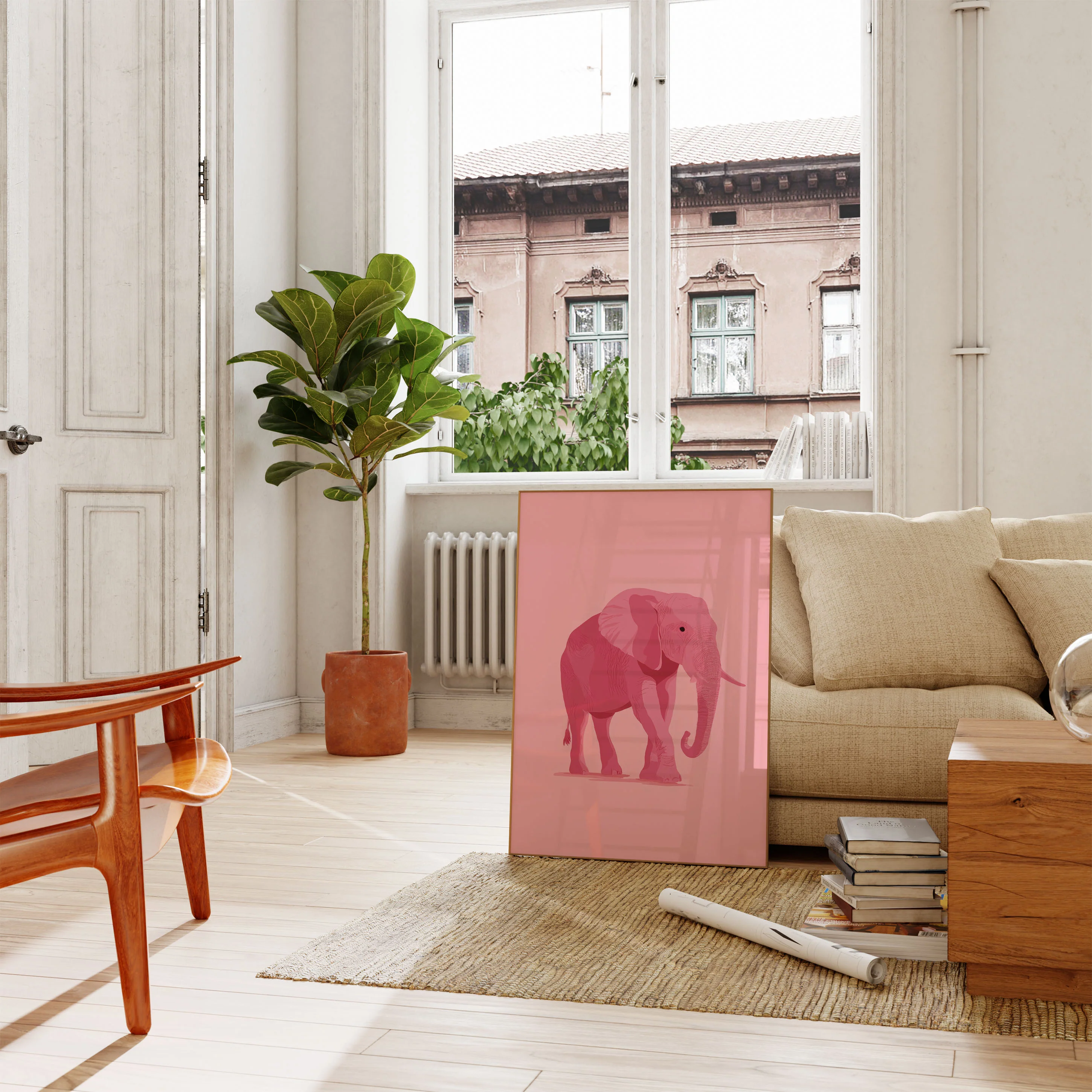 Pink Elephant Minimalist Poster - Image 2
