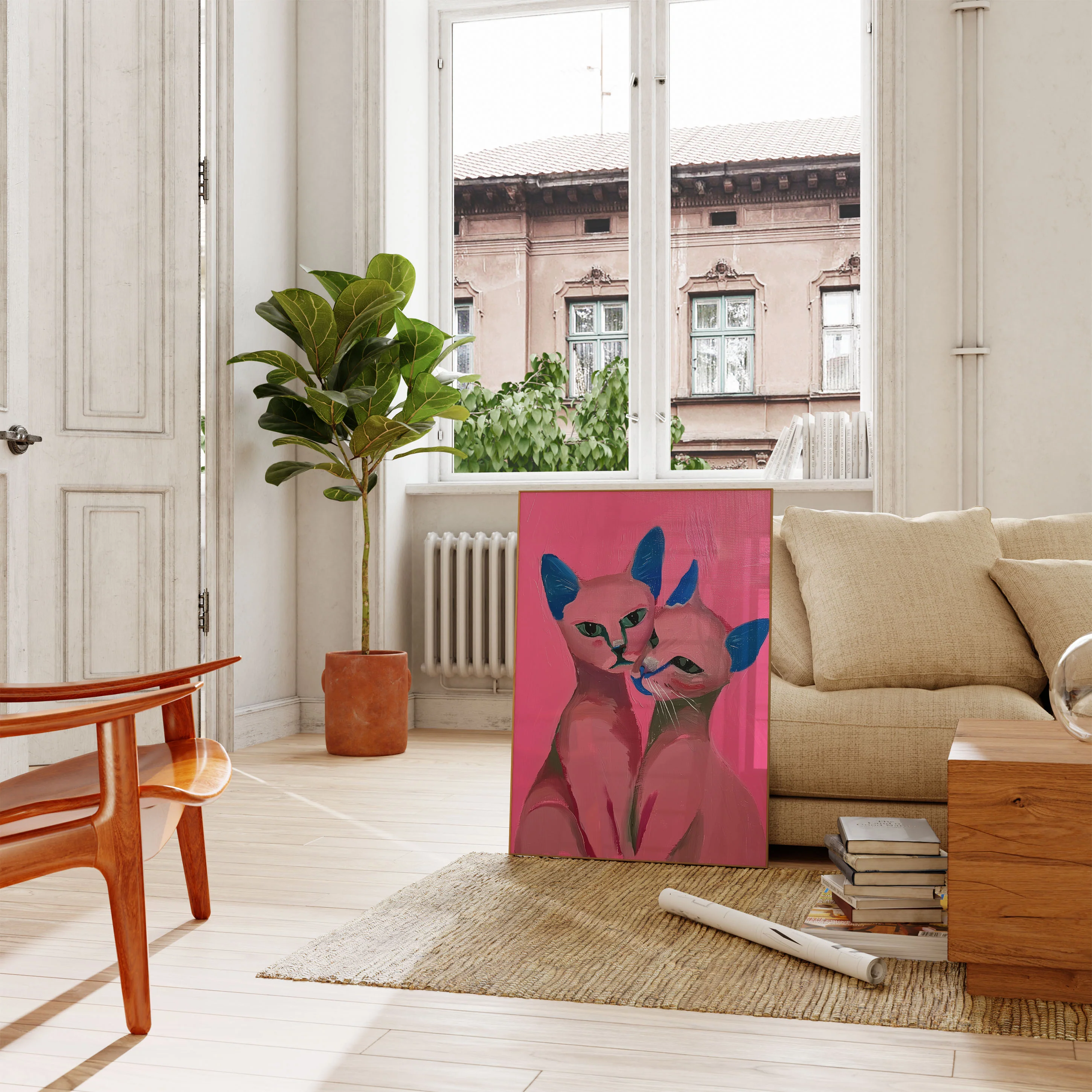 Pink Feline Companions Poster - Image 2