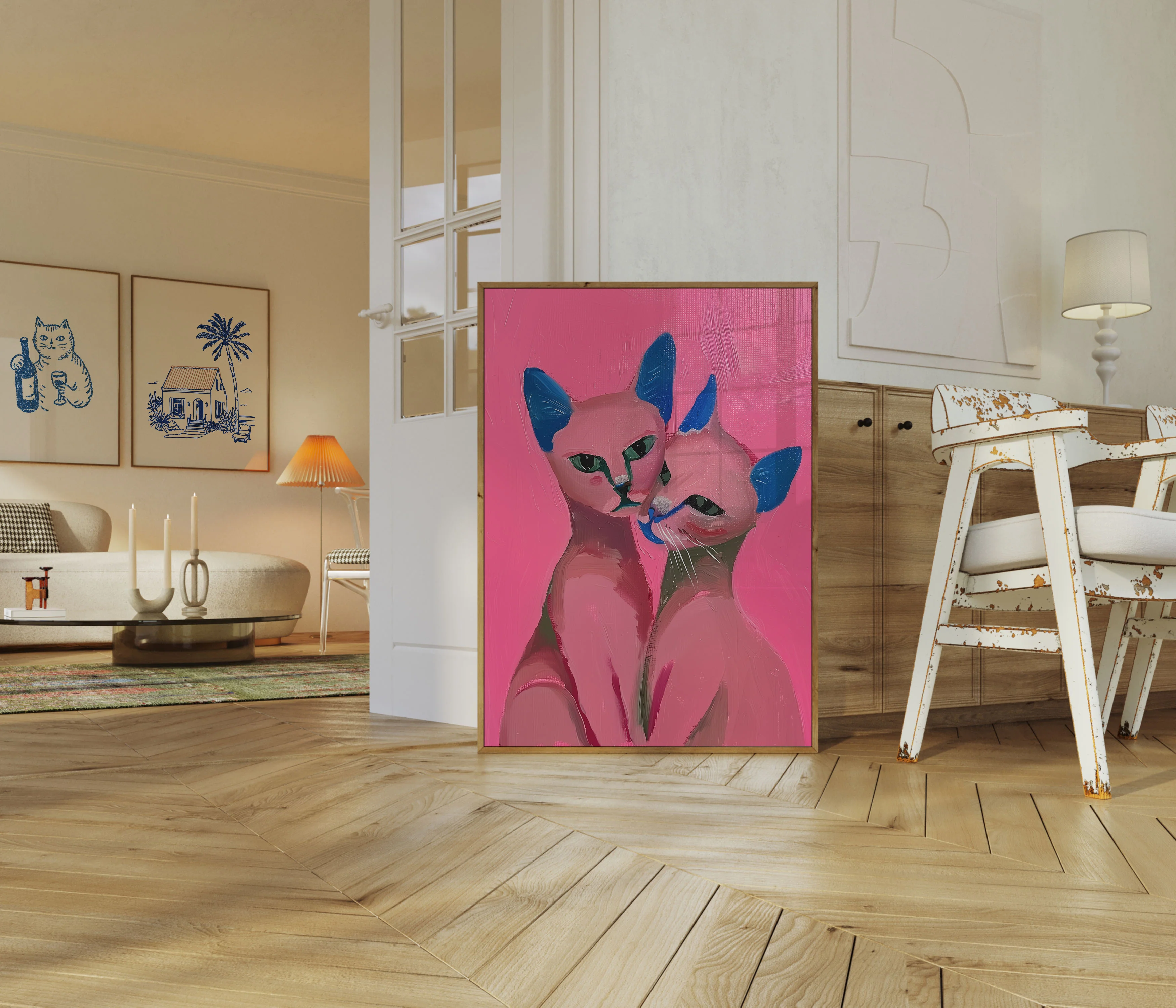 Pink Feline Companions Poster - Image 5