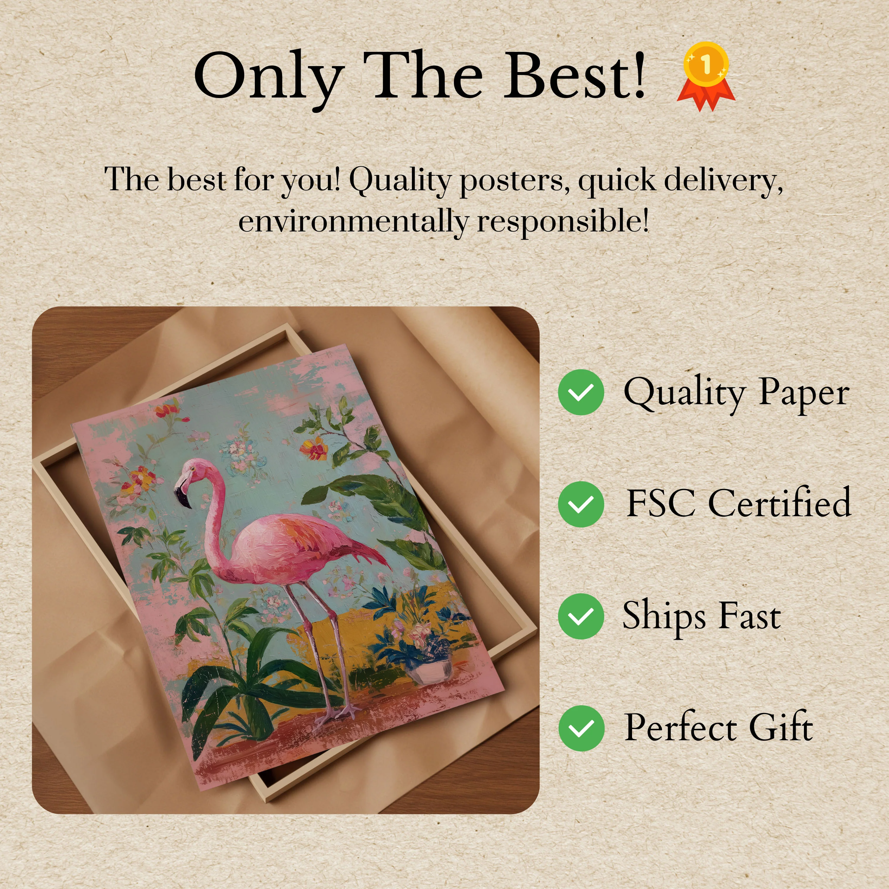 Pink Flamingo Garden Poster - Image 3